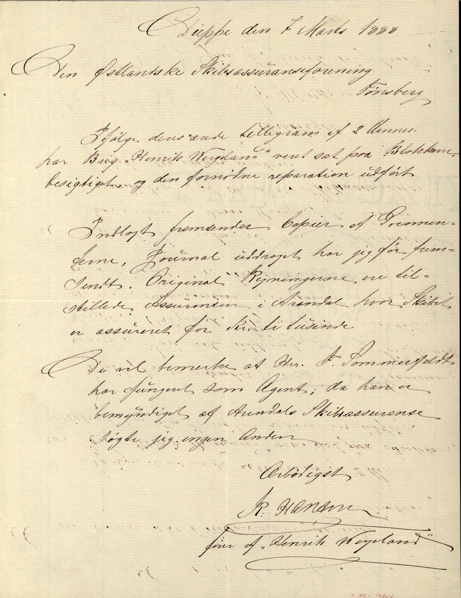 Pa 63 - Østlandske skibsassuranceforening, VEMU/A-1079/G/Ga/L0022/0003: Havaridokumenter / Ægir, Heldine, Henrik Wergeland, Høvding, General Prim, 1888, s. 52