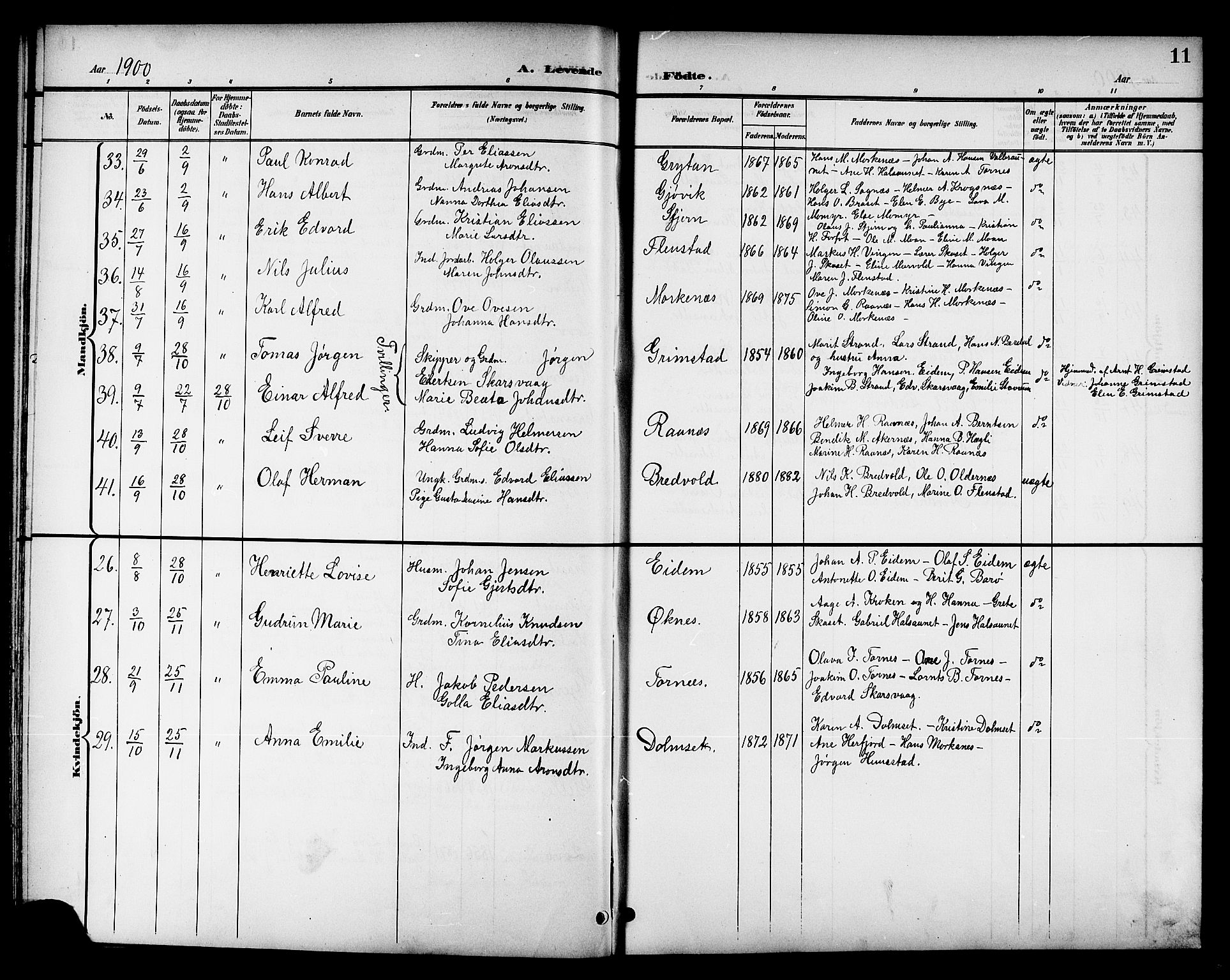 Ministerialprotokoller, klokkerbøker og fødselsregistre - Sør-Trøndelag, AV/SAT-A-1456/655/L0688: Klokkerbok nr. 655C04, 1899-1922, s. 11