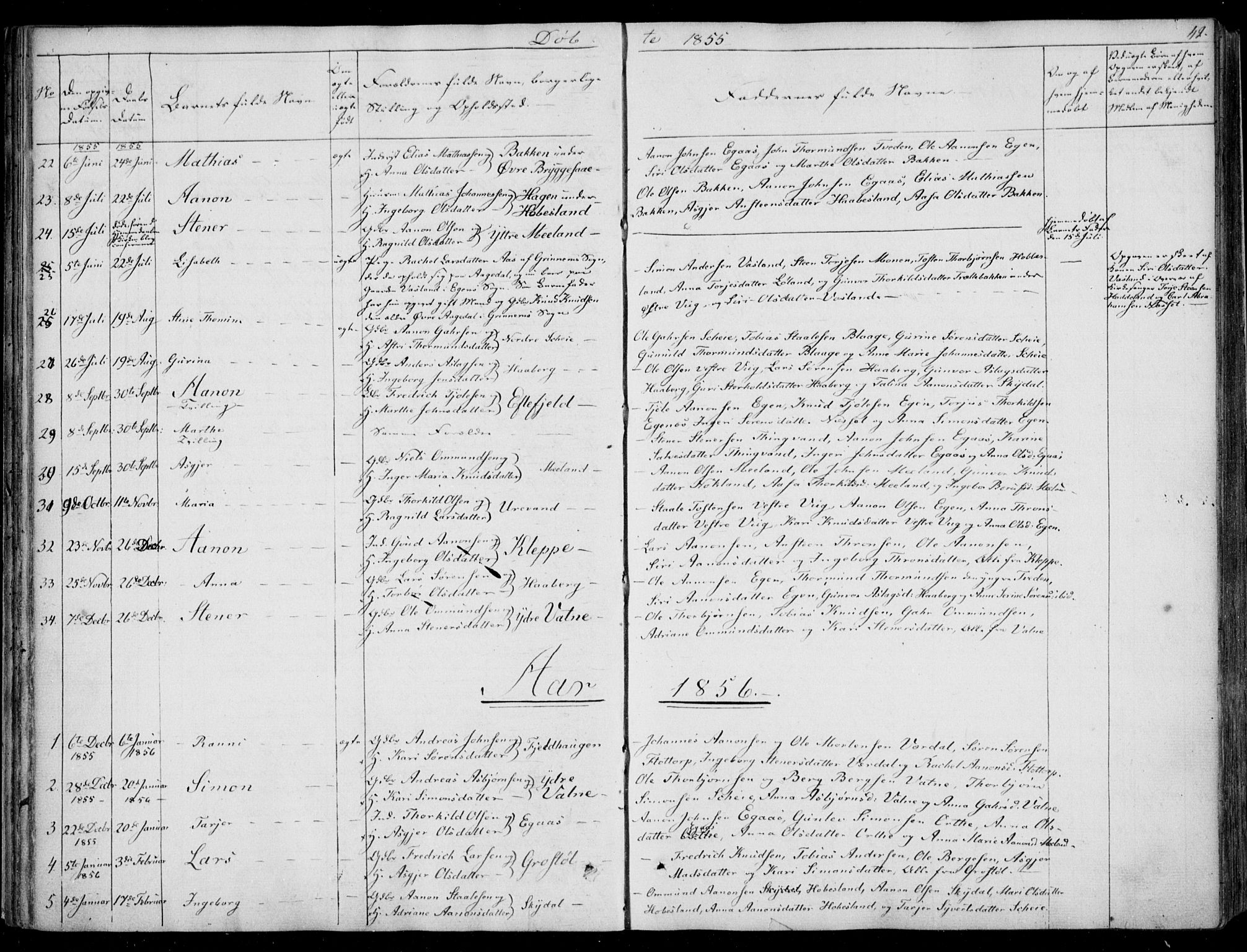Hægebostad sokneprestkontor, SAK/1111-0024/F/Fa/Fab/L0002: Ministerialbok nr. A 2, 1836-1872, s. 42
