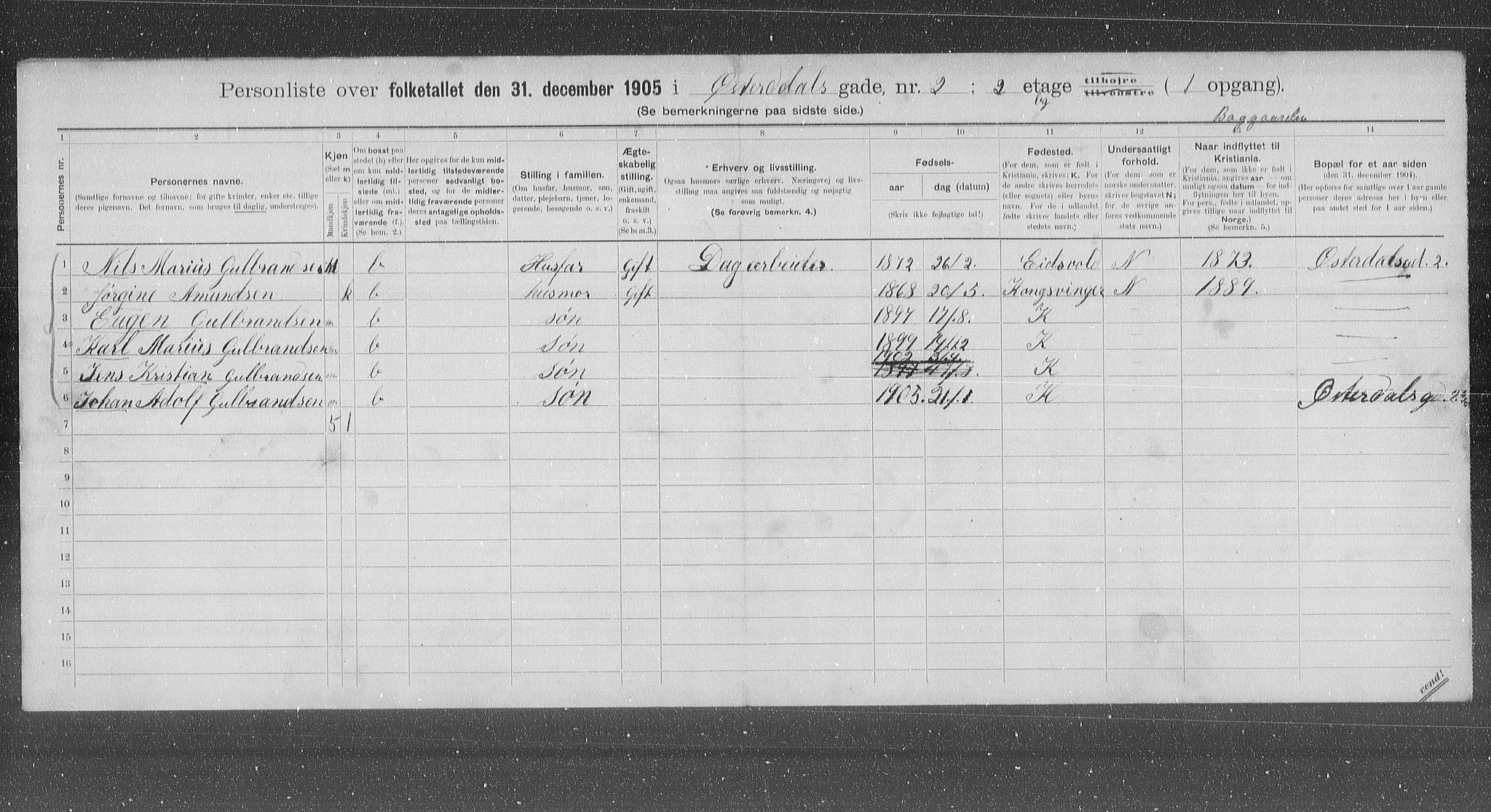 OBA, Kommunal folketelling 31.12.1905 for Kristiania kjøpstad, 1905, s. 67802