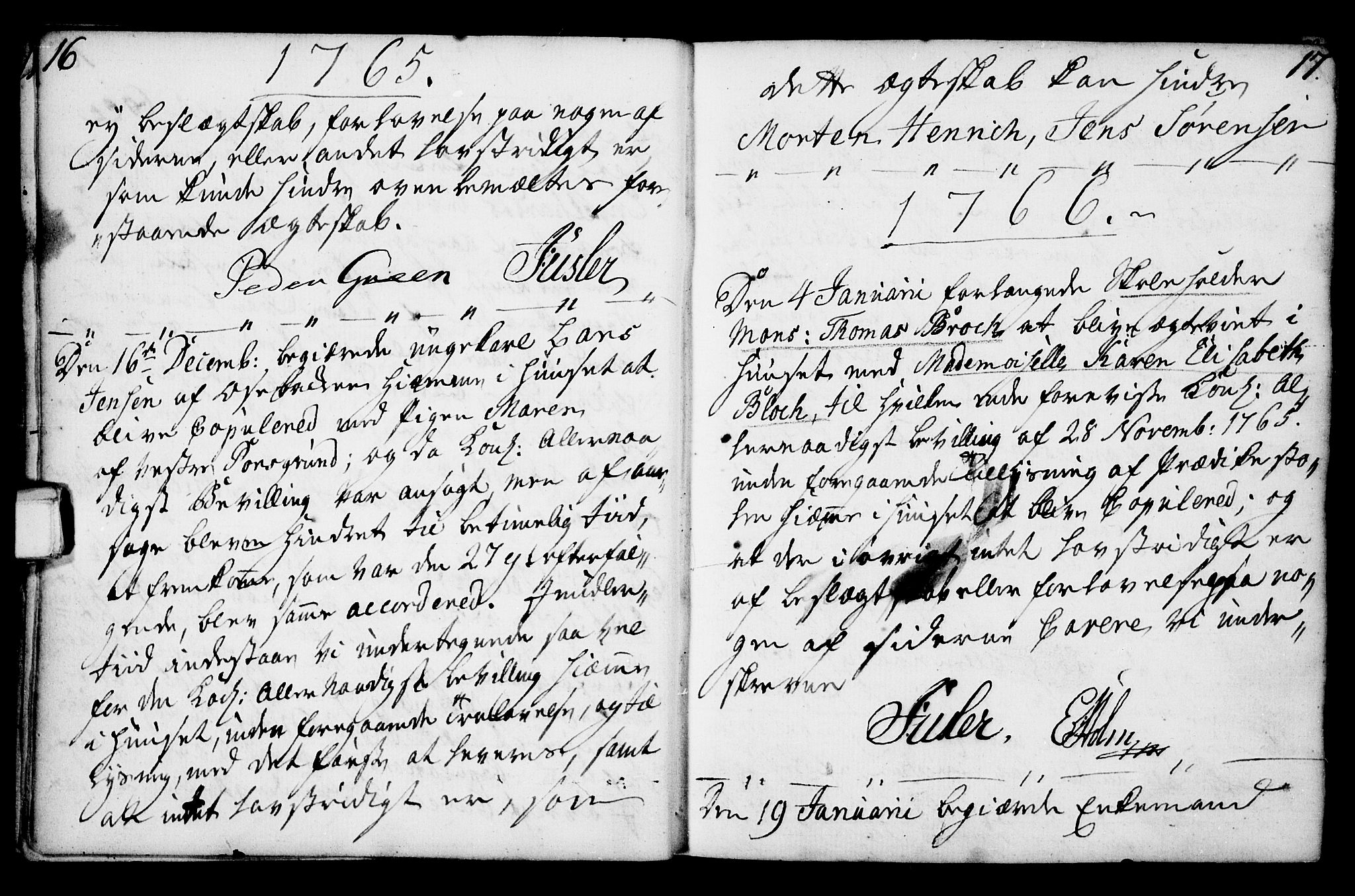 Porsgrunn kirkebøker , AV/SAKO-A-104/F/Fa/L0003: Ministerialbok nr. 3, 1764-1814, s. 16-17
