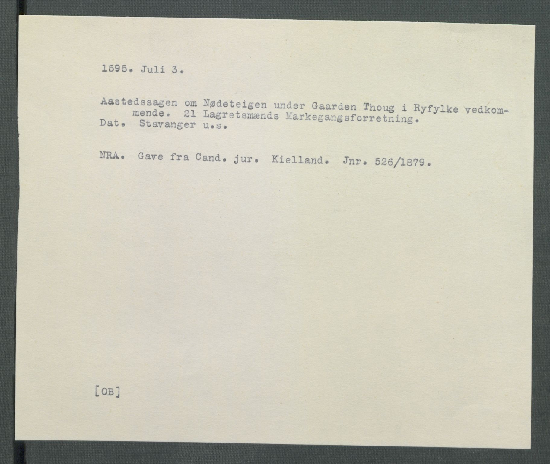 Riksarkivets diplomsamling, AV/RA-EA-5965/F02/L0100: Dokumenter, 1595, s. 7
