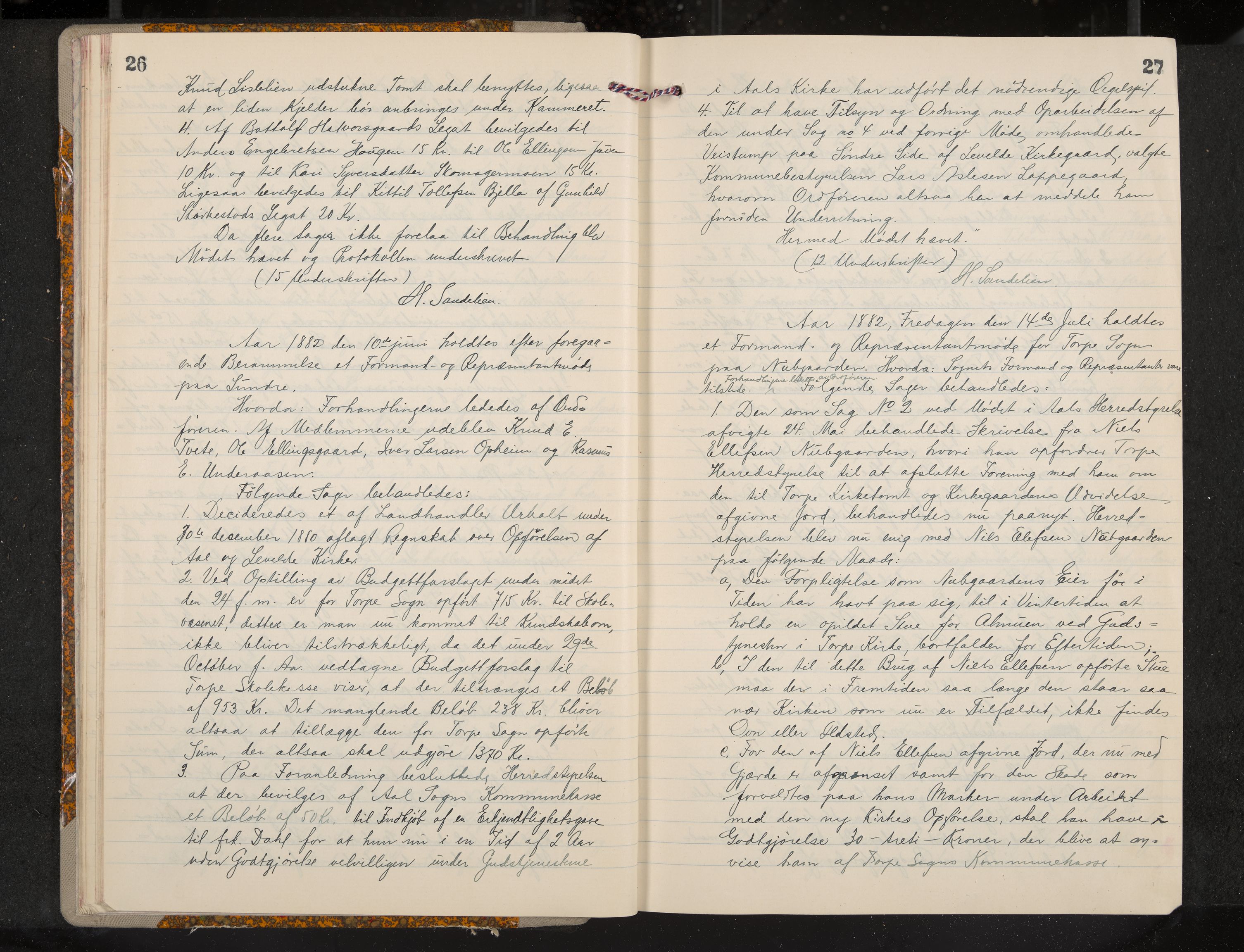 Ål formannskap og sentraladministrasjon, IKAK/0619021/A/Aa/L0004: Utskrift av møtebok, 1881-1901, s. 26-27