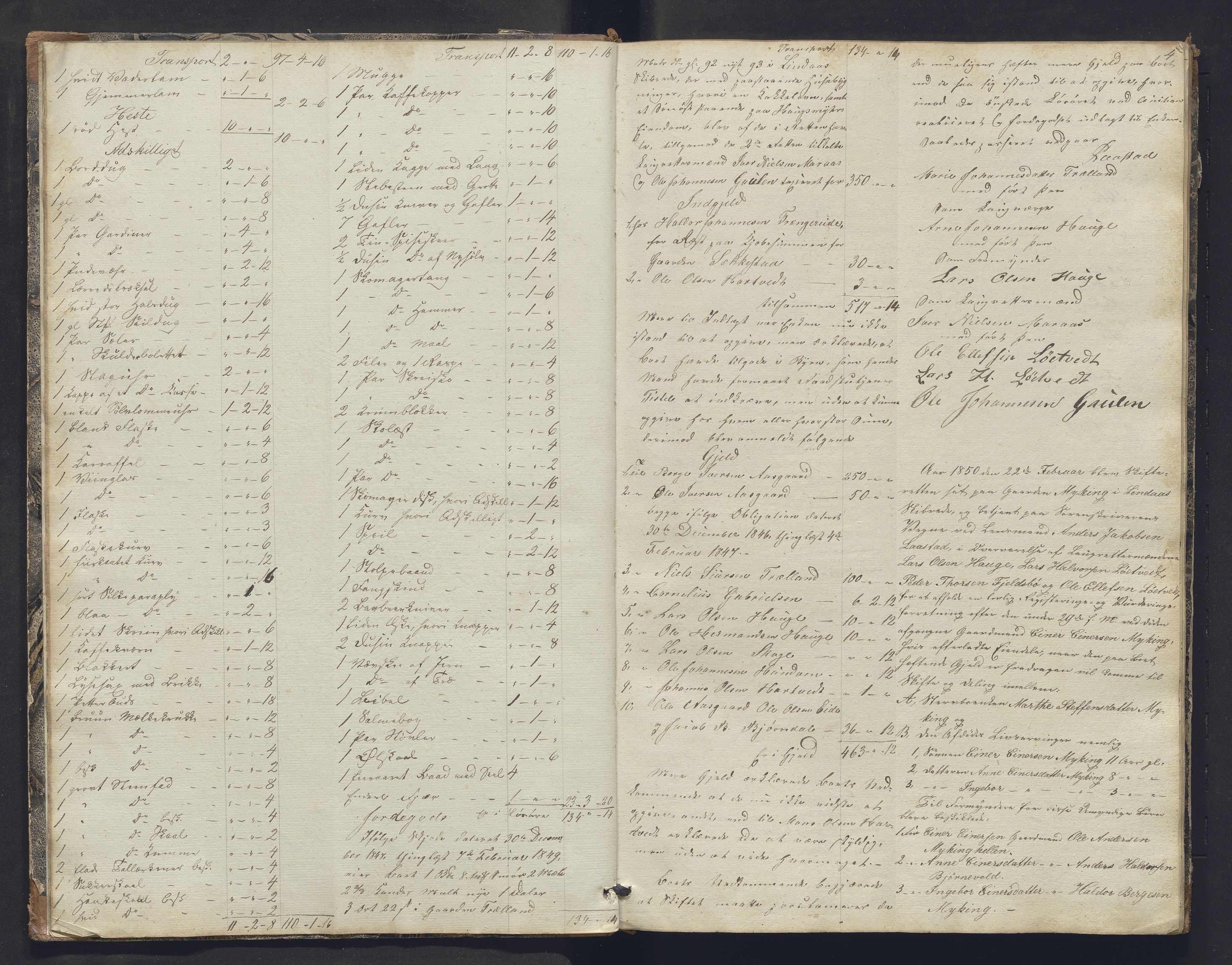 Nordhordland sorenskrivar, SAB/A-2901/1/H/Hb/L0016: Registreringsprotokollar, 1850-1854, s. 4