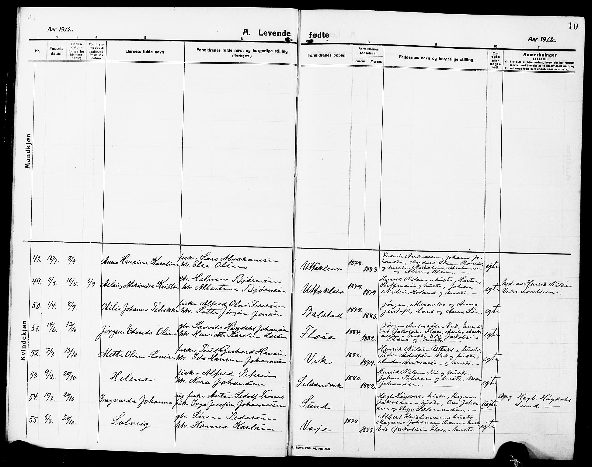 Ministerialprotokoller, klokkerbøker og fødselsregistre - Nordland, AV/SAT-A-1459/881/L1169: Klokkerbok nr. 881C06, 1912-1930, s. 10