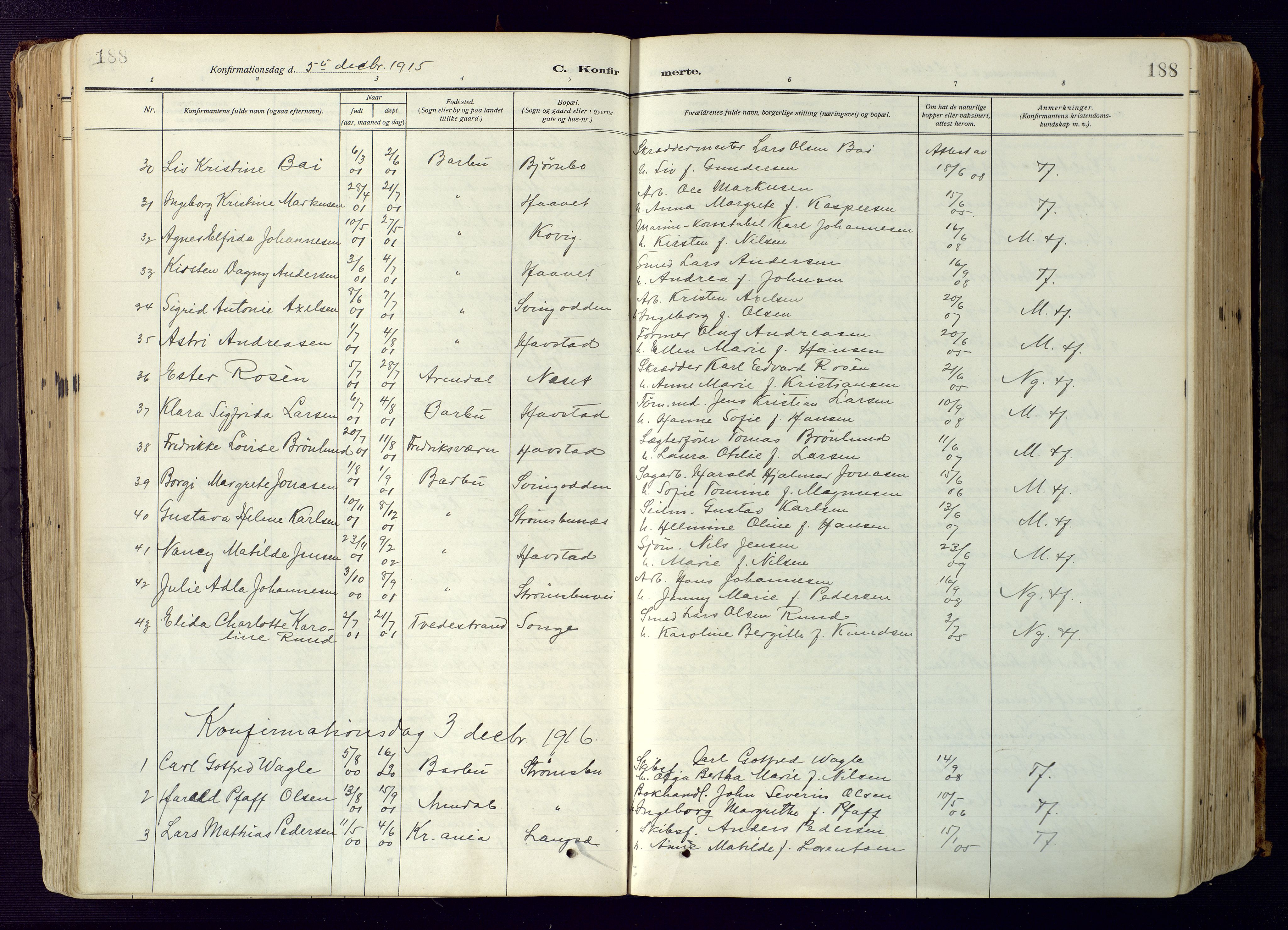 Barbu sokneprestkontor, AV/SAK-1111-0003/F/Fa/L0006: Ministerialbok nr. A 6, 1910-1929, s. 188