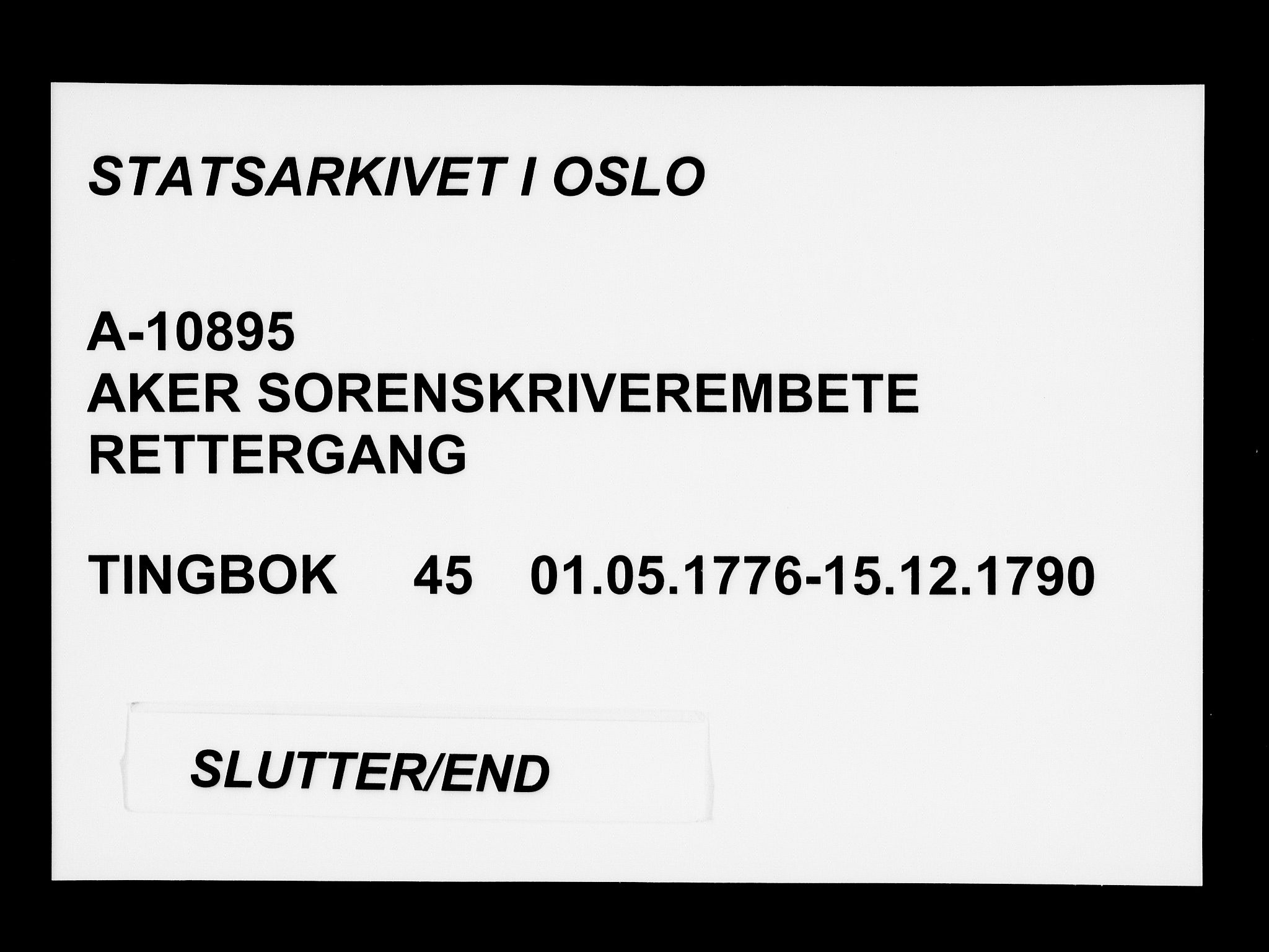 Aker sorenskriveri, AV/SAO-A-10895/F/Fb/L0045: Tingbok, 1776-1790