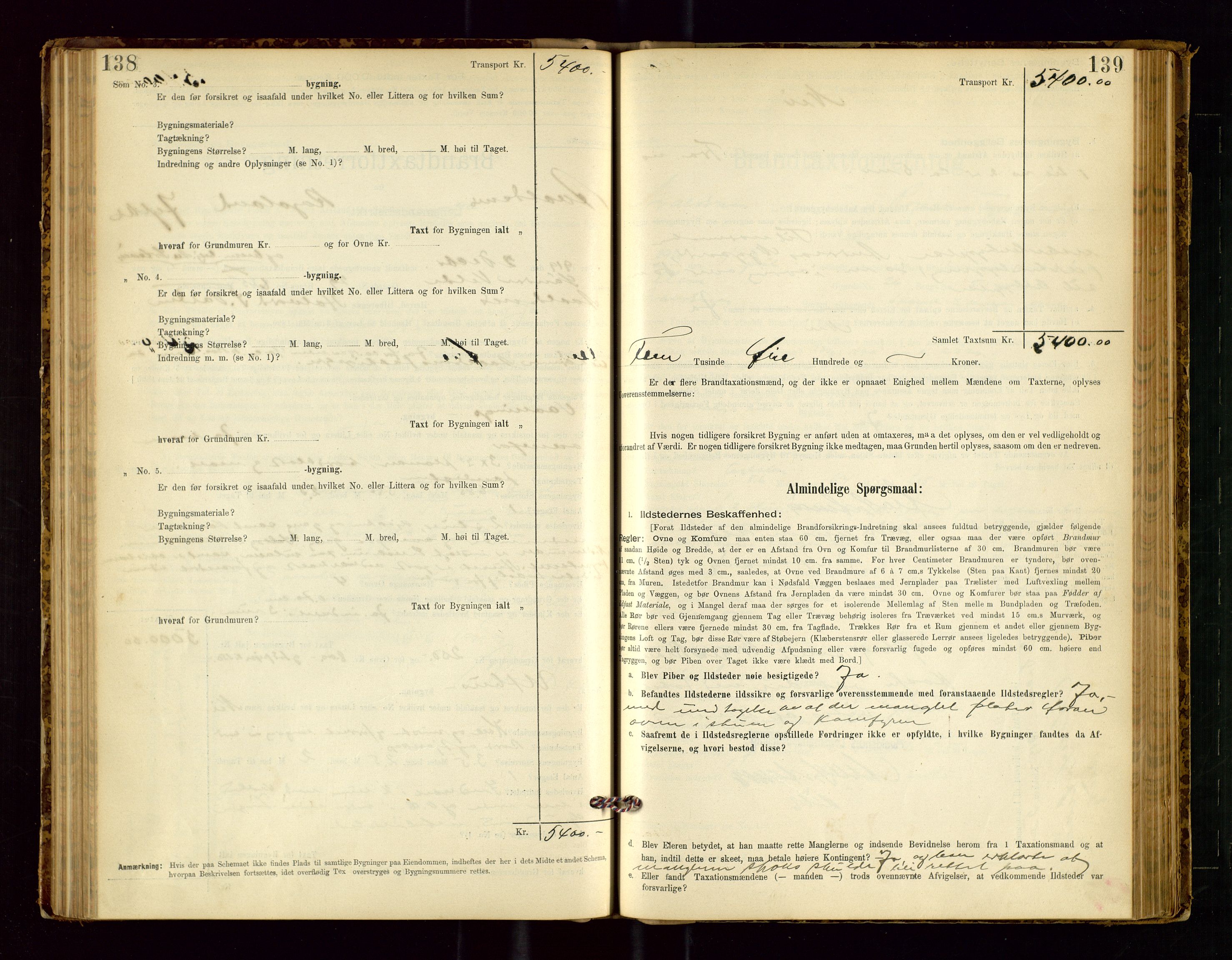 Avaldsnes lensmannskontor, SAST/A-100286/Gob/L0001: "Brandtaxationsprotokol for Avaldsnes Lensmandsdistrikt Ryfylke Fogderi", 1894-1925, s. 138-139