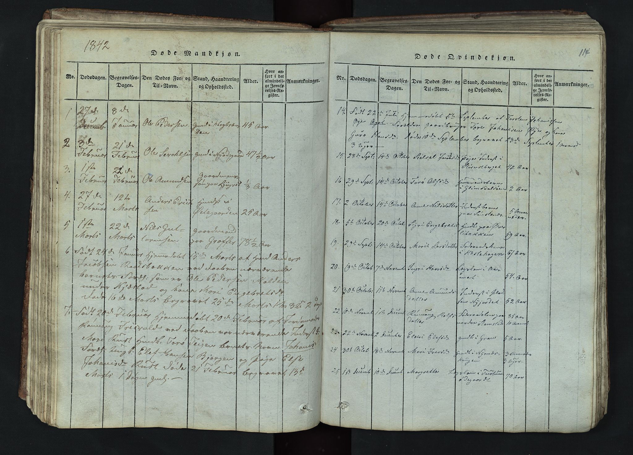 Lom prestekontor, AV/SAH-PREST-070/L/L0002: Klokkerbok nr. 2, 1815-1844, s. 114