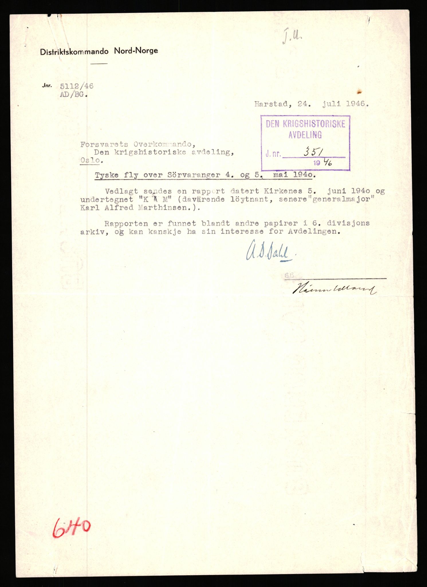 Forsvaret, Forsvarets krigshistoriske avdeling, AV/RA-RAFA-2017/Y/Yb/L0150: II-C-11-640  -  6. Divisjon: Alta bataljon, 1940-1964, s. 859