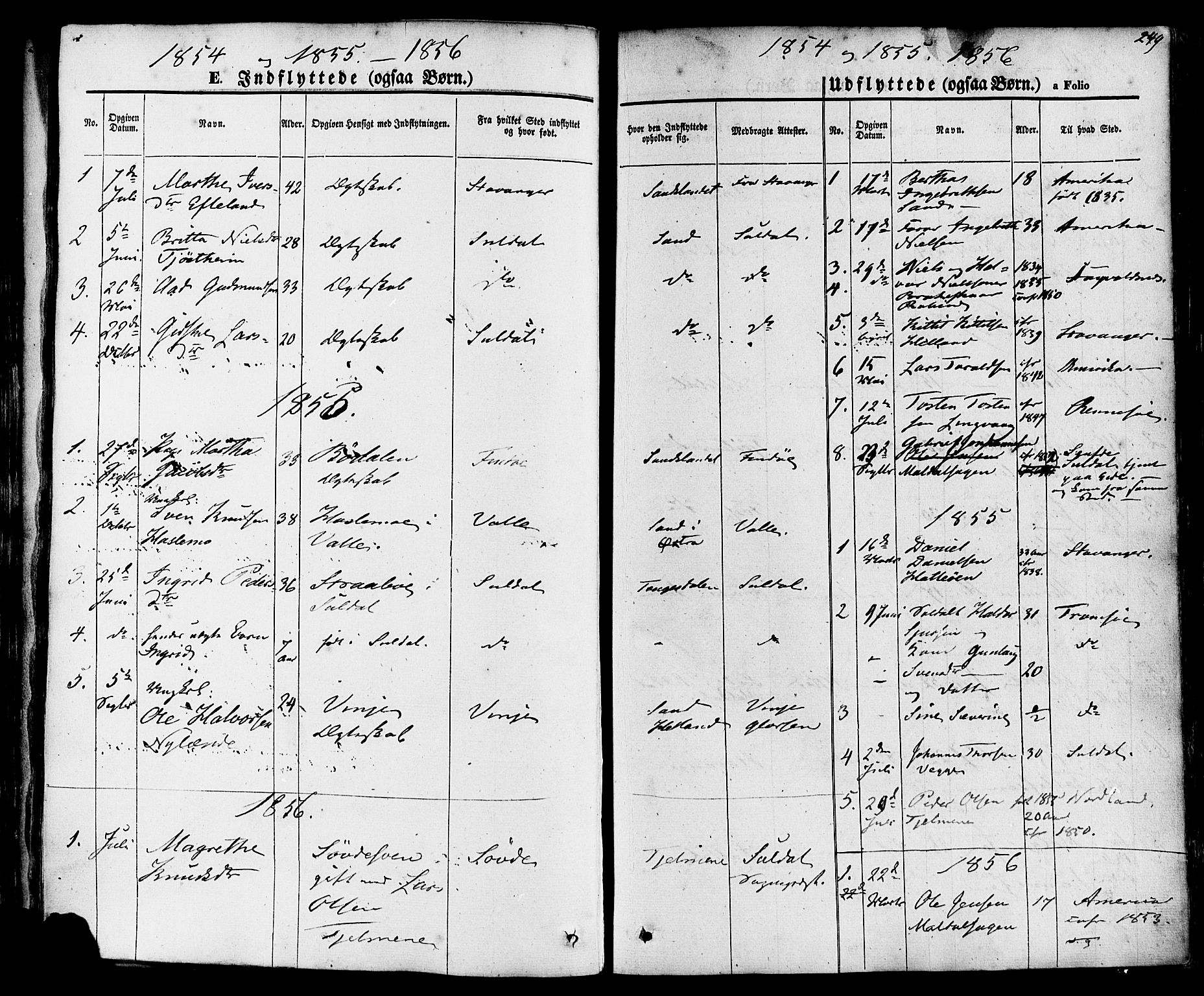 Sand sokneprestkontor, AV/SAST-A-101848/01/III/L0003: Ministerialbok nr. A 3, 1854-1879, s. 249