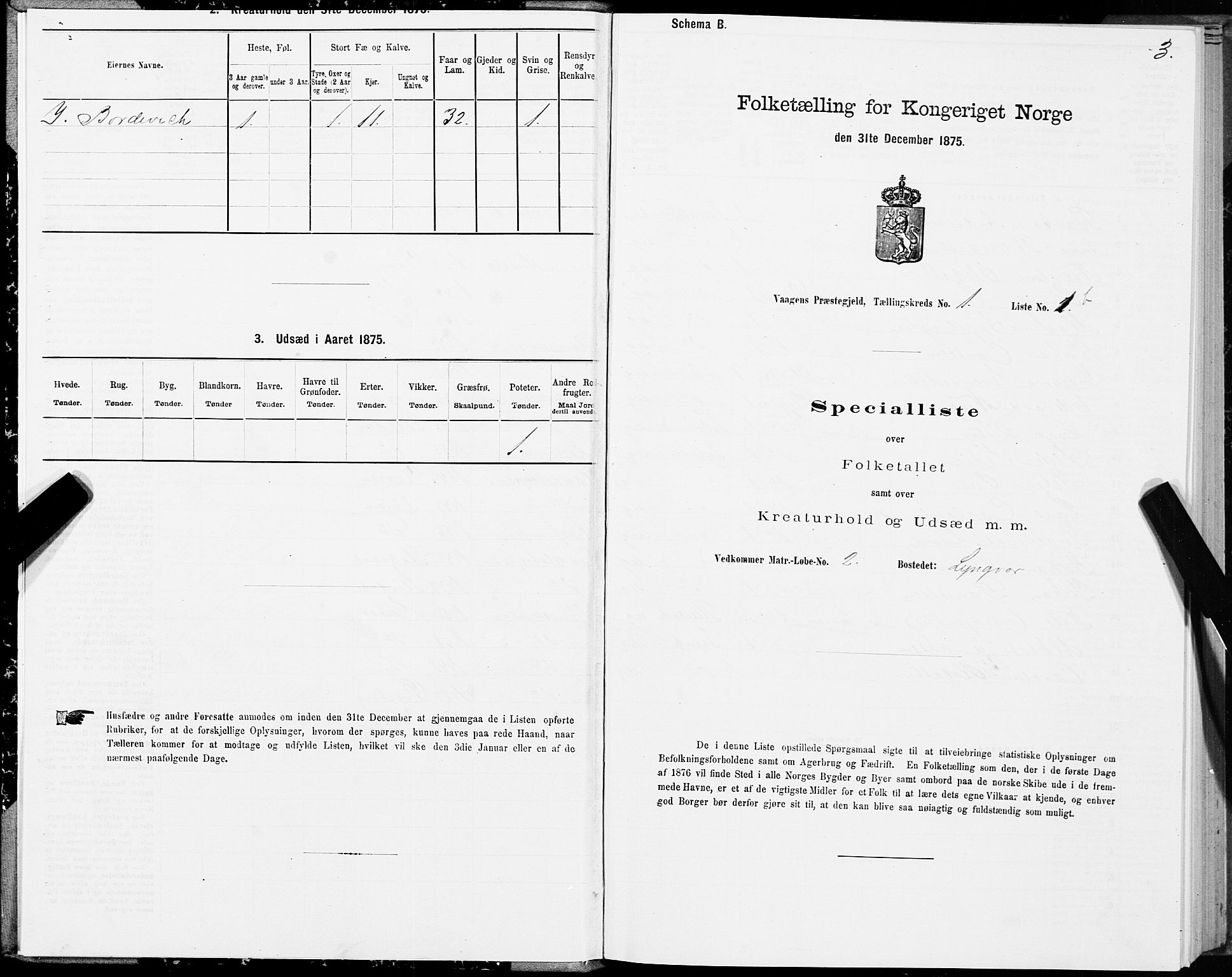 SAT, Folketelling 1875 for 1865P Vågan prestegjeld, 1875, s. 1003