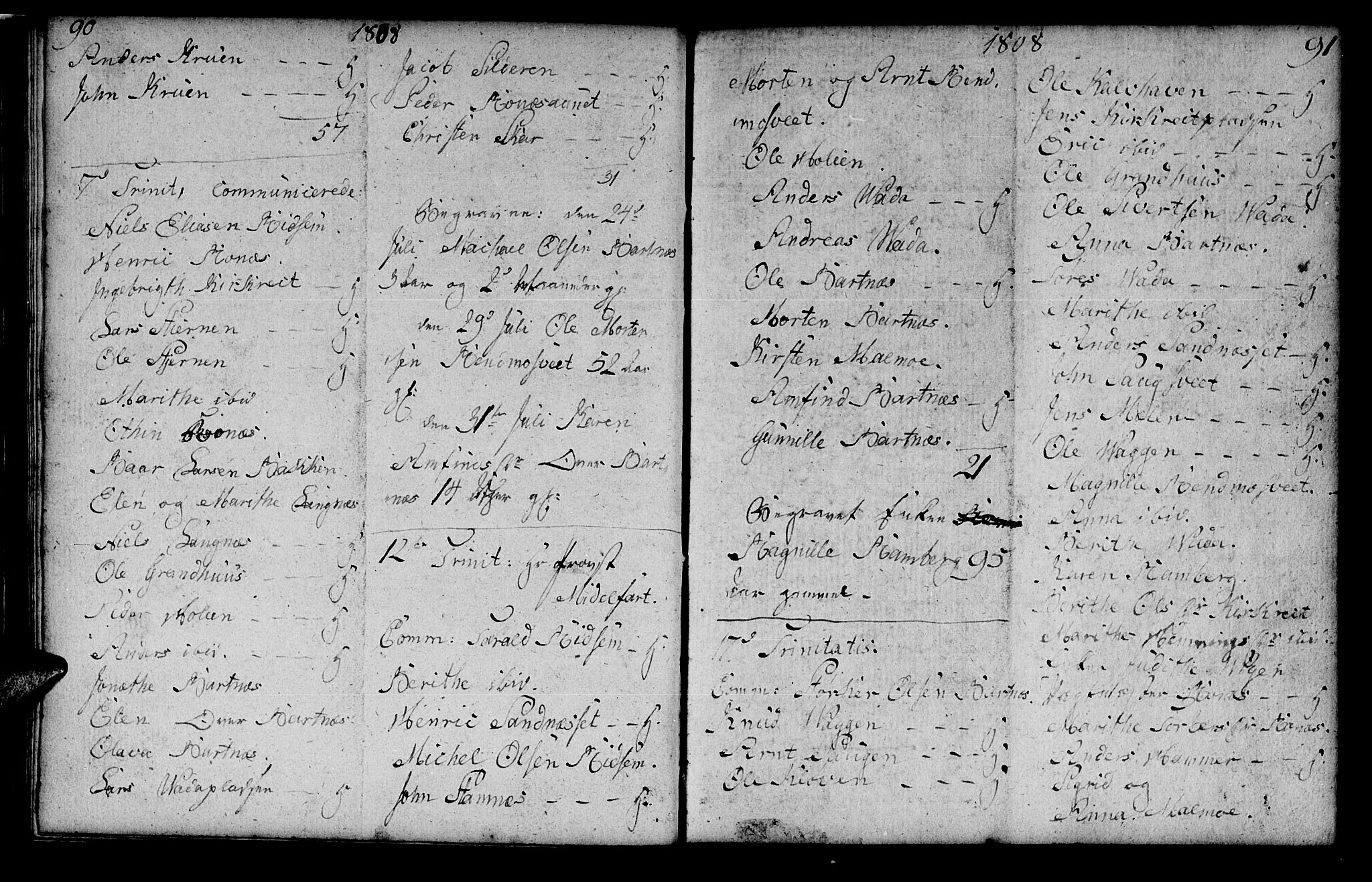 Ministerialprotokoller, klokkerbøker og fødselsregistre - Nord-Trøndelag, SAT/A-1458/745/L0432: Klokkerbok nr. 745C01, 1802-1814, s. 90-91