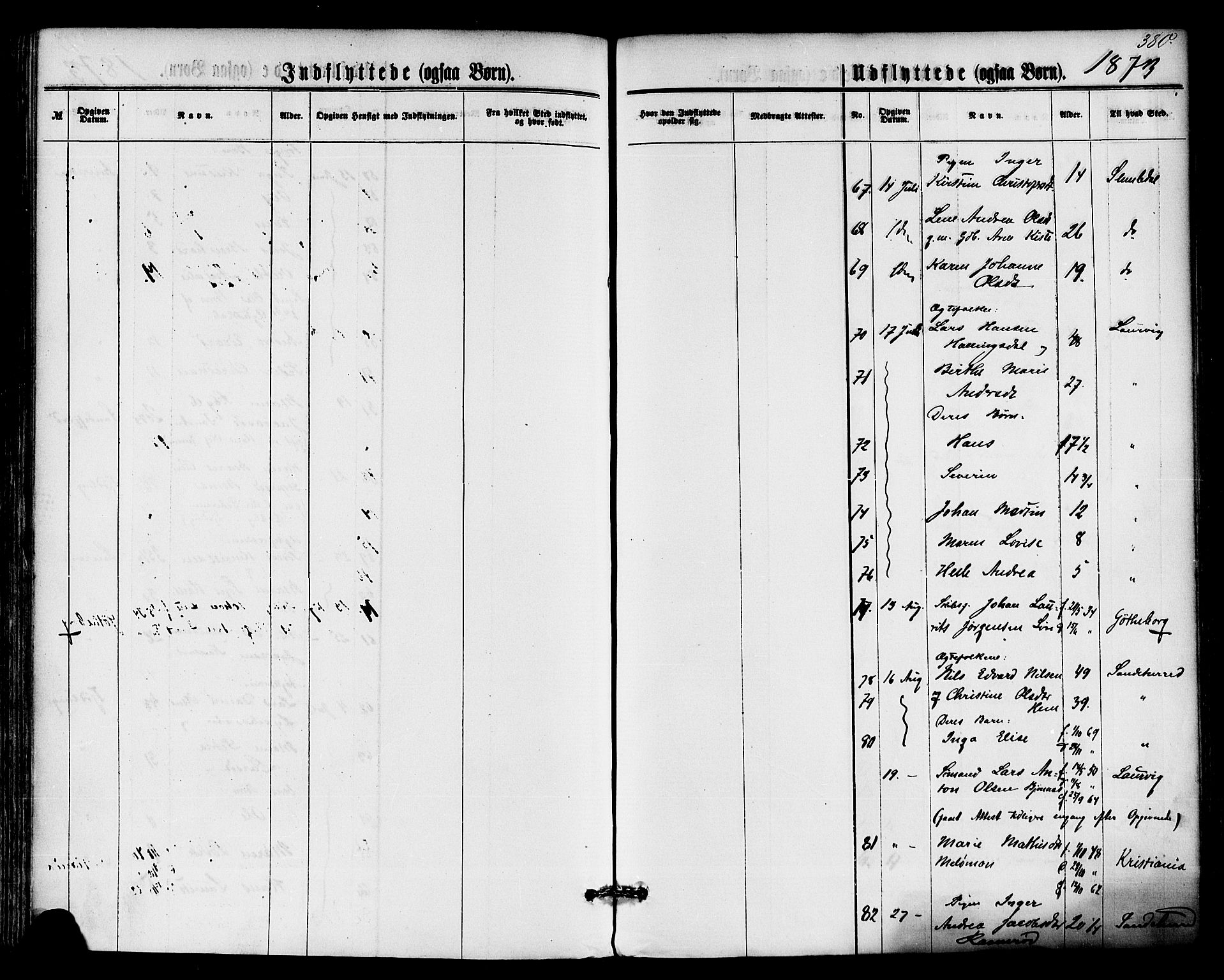 Hedrum kirkebøker, AV/SAKO-A-344/F/Fa/L0008: Ministerialbok nr. I 8, 1869-1880, s. 380