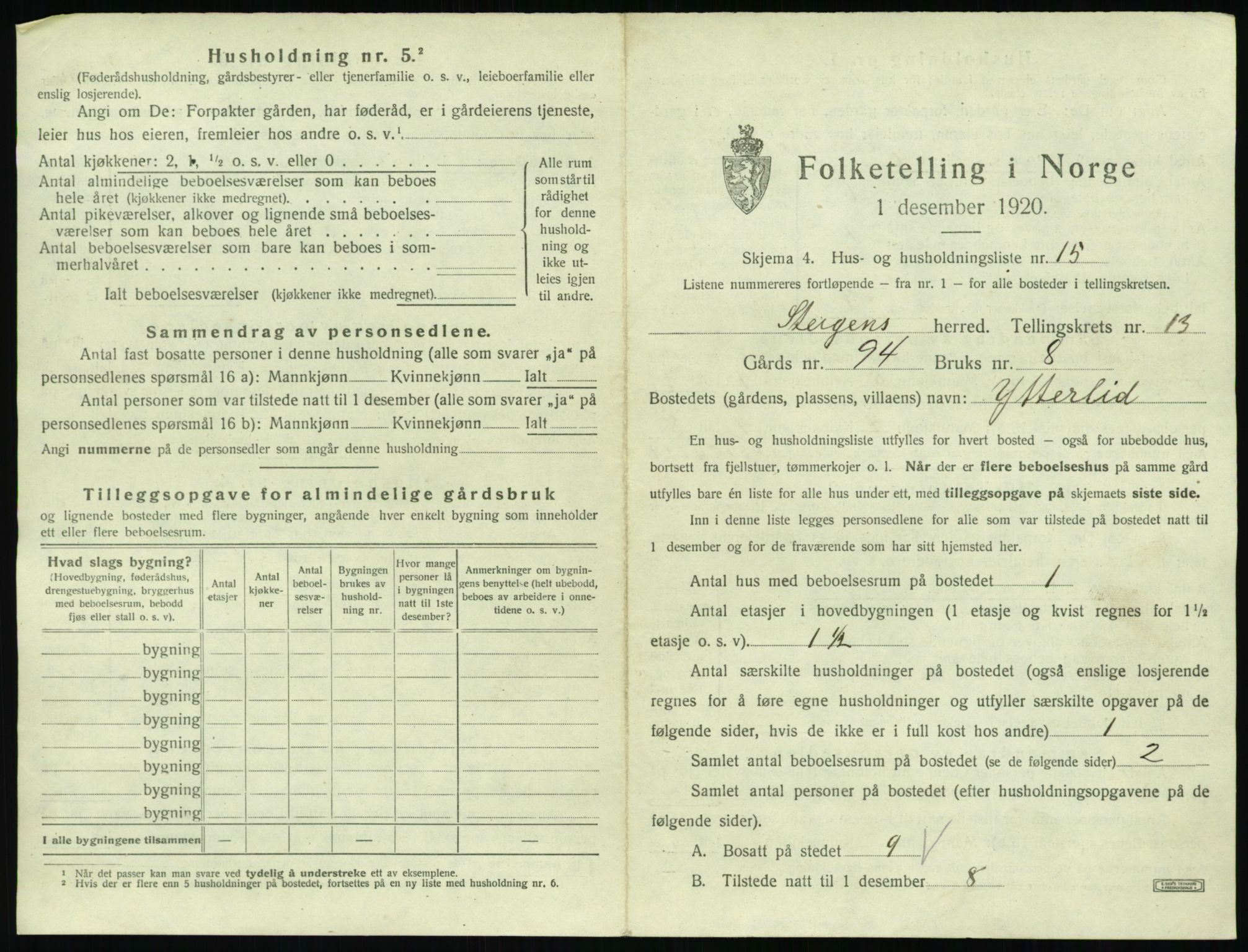 SAT, Folketelling 1920 for 1848 Steigen herred, 1920, s. 830