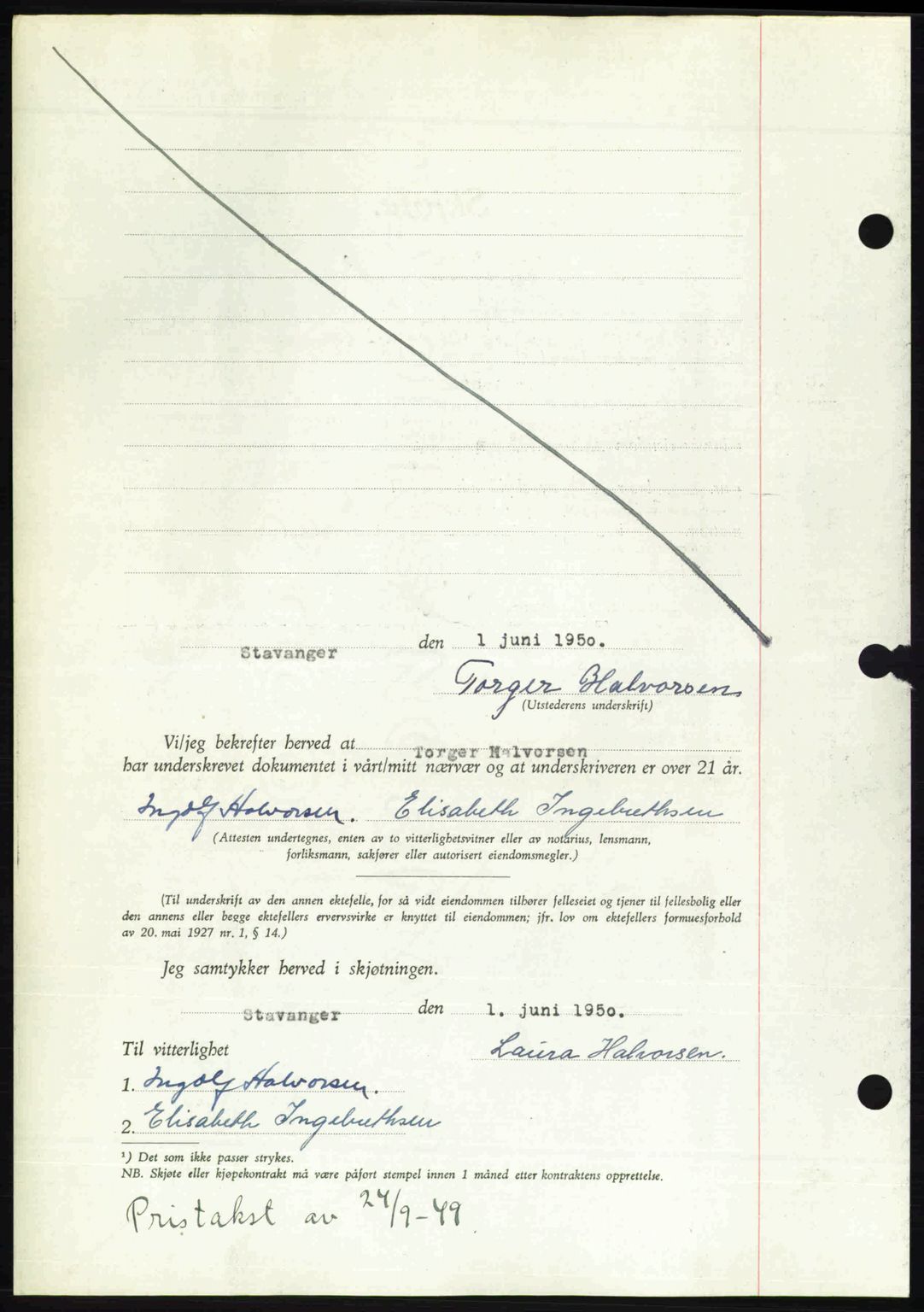 Stavanger byrett, SAST/A-100455/002/G/Gb/L0024: Pantebok nr. A13, 1949-1950, Dagboknr: 1623/1950