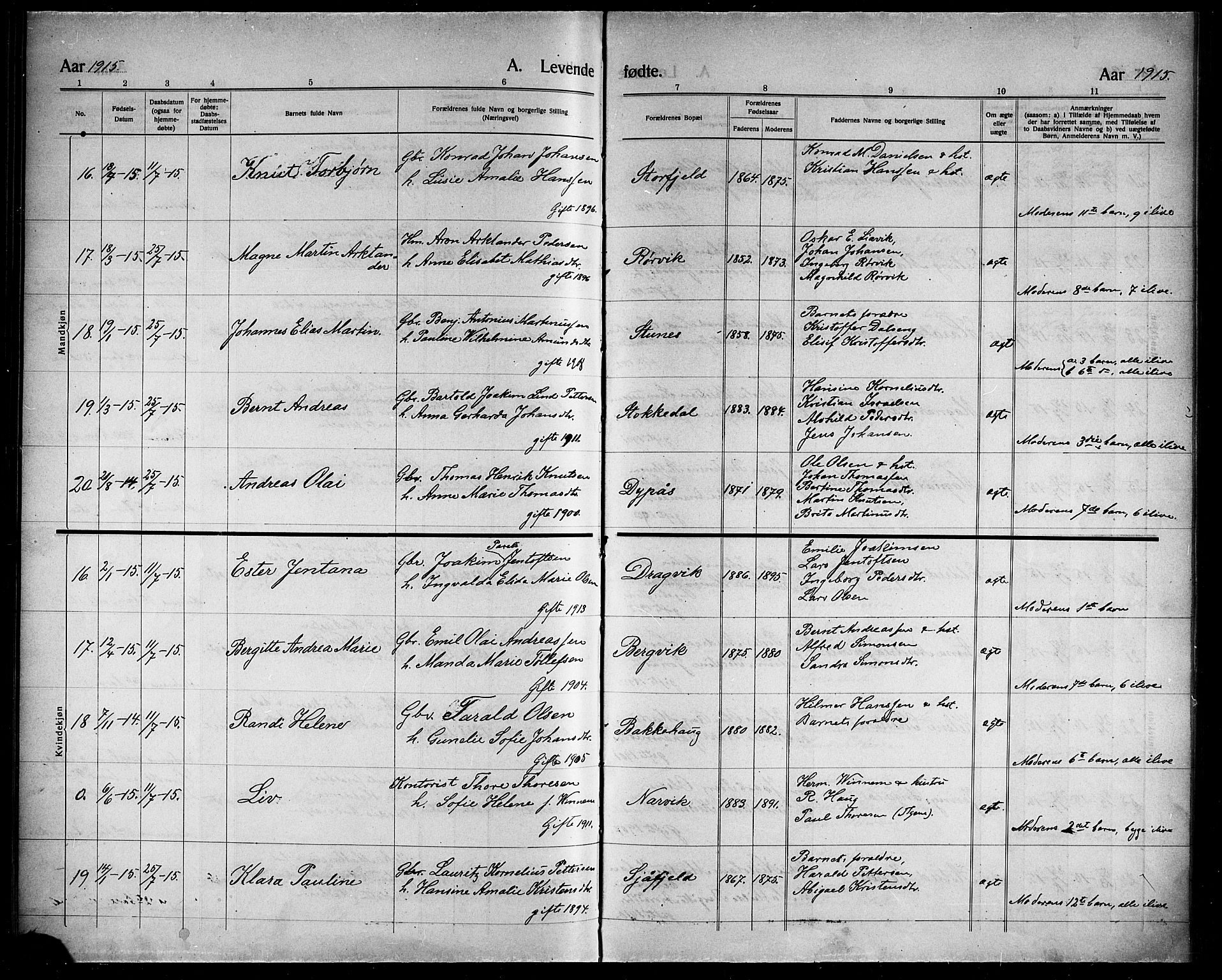 Ministerialprotokoller, klokkerbøker og fødselsregistre - Nordland, AV/SAT-A-1459/863/L0916: Klokkerbok nr. 863C06, 1907-1921