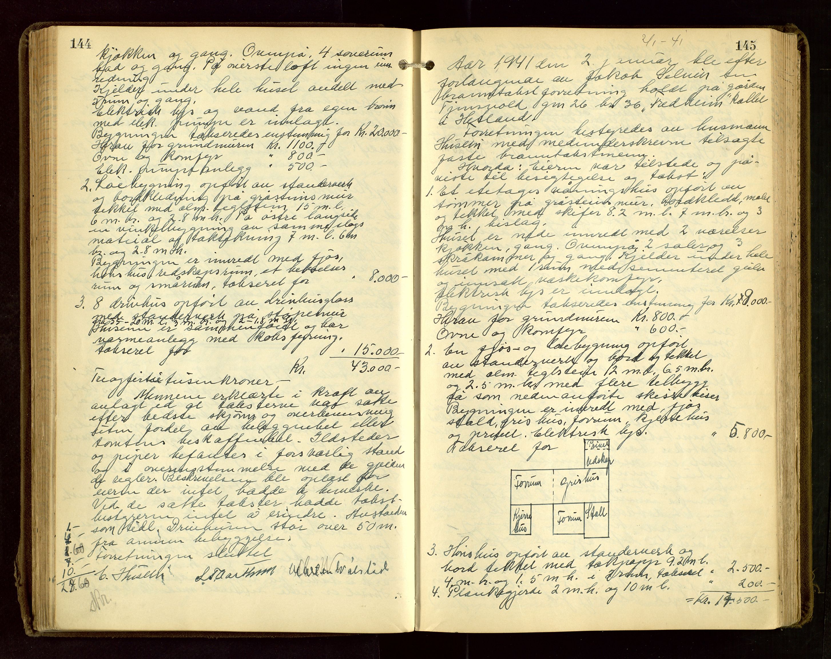 Hetland lensmannskontor, AV/SAST-A-100101/Goa/L0007: "Branntakstprotokoll", 1938-1947, s. 144-145