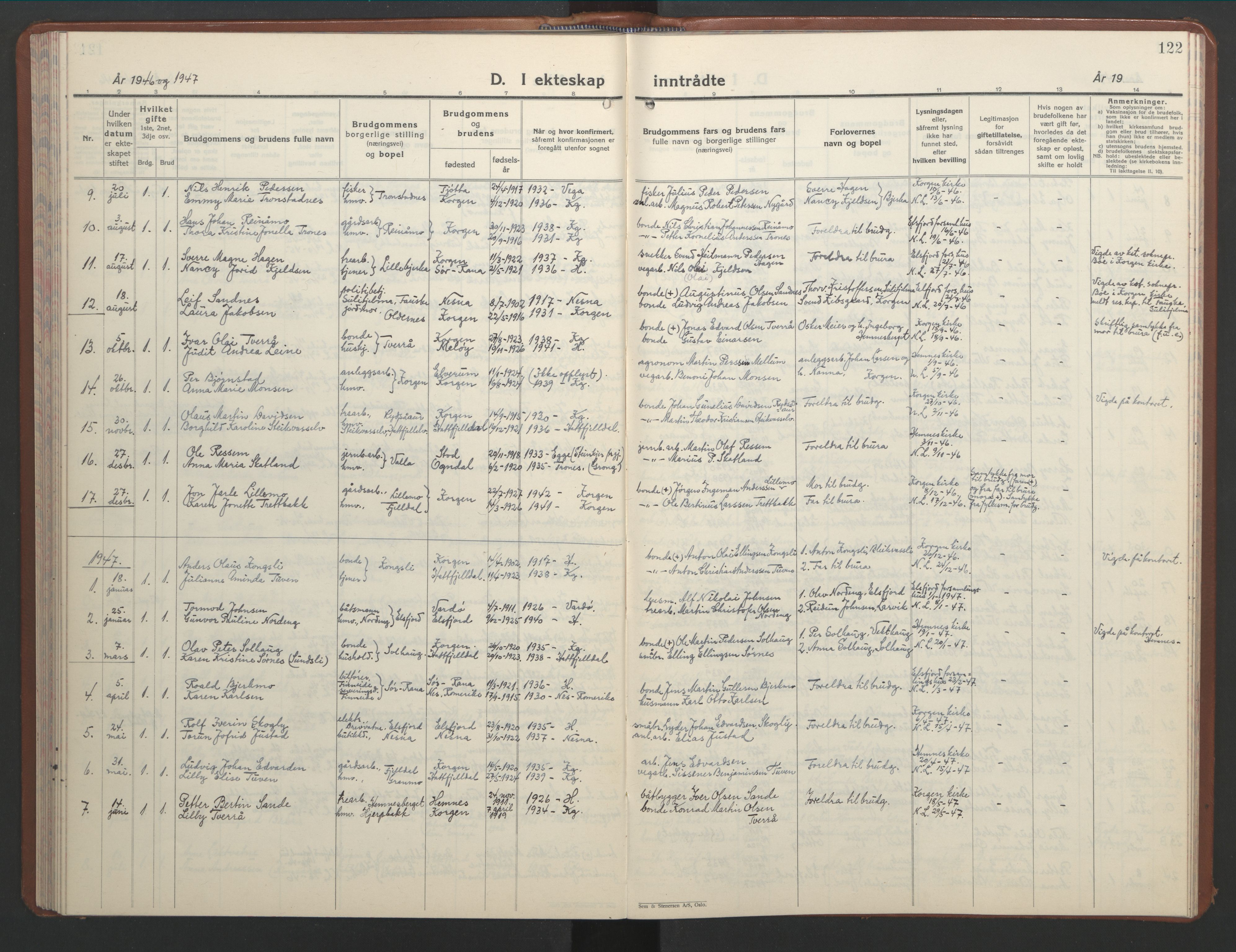Ministerialprotokoller, klokkerbøker og fødselsregistre - Nordland, SAT/A-1459/826/L0385: Klokkerbok nr. 826C05, 1933-1951, s. 122
