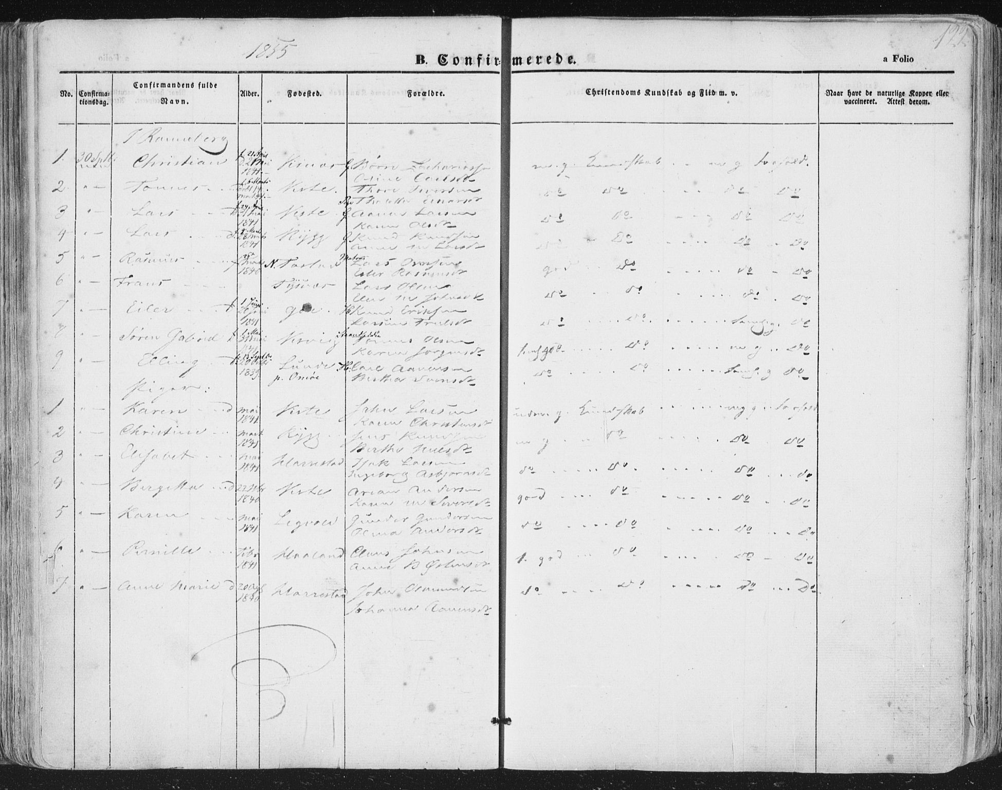 Hetland sokneprestkontor, AV/SAST-A-101826/30/30BA/L0002: Ministerialbok nr. A 2, 1849-1869, s. 122