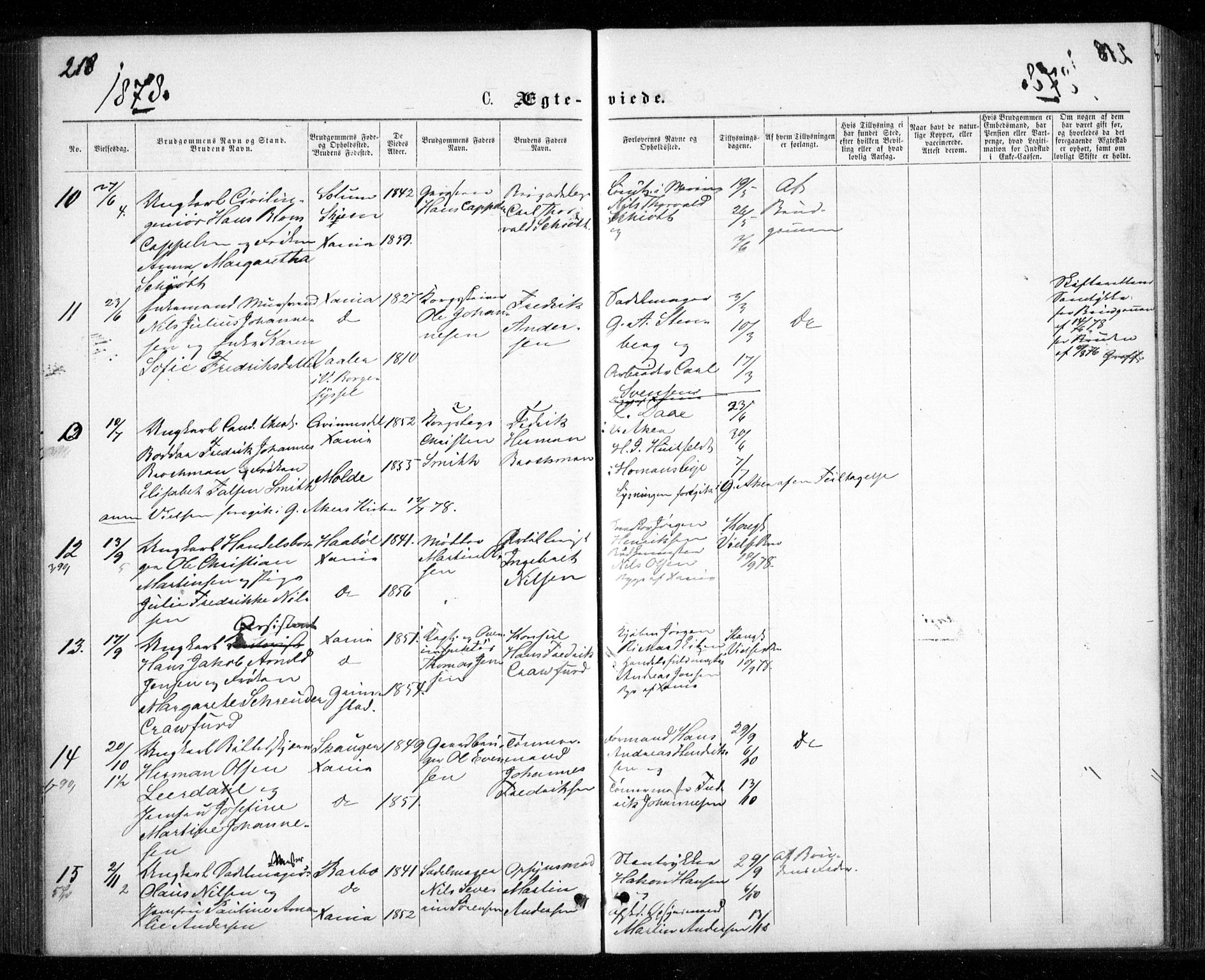 Garnisonsmenigheten Kirkebøker, AV/SAO-A-10846/G/Ga/L0006: Klokkerbok nr. 6, 1860-1880, s. 218