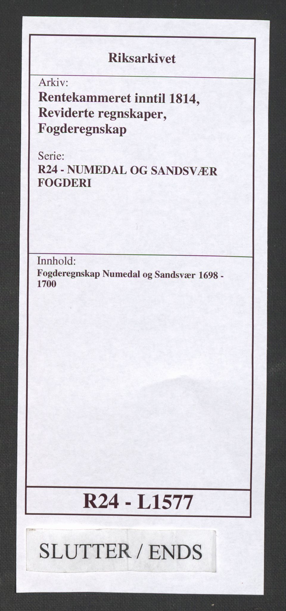 Rentekammeret inntil 1814, Reviderte regnskaper, Fogderegnskap, RA/EA-4092/R24/L1577: Fogderegnskap Numedal og Sandsvær, 1698-1700, s. 367