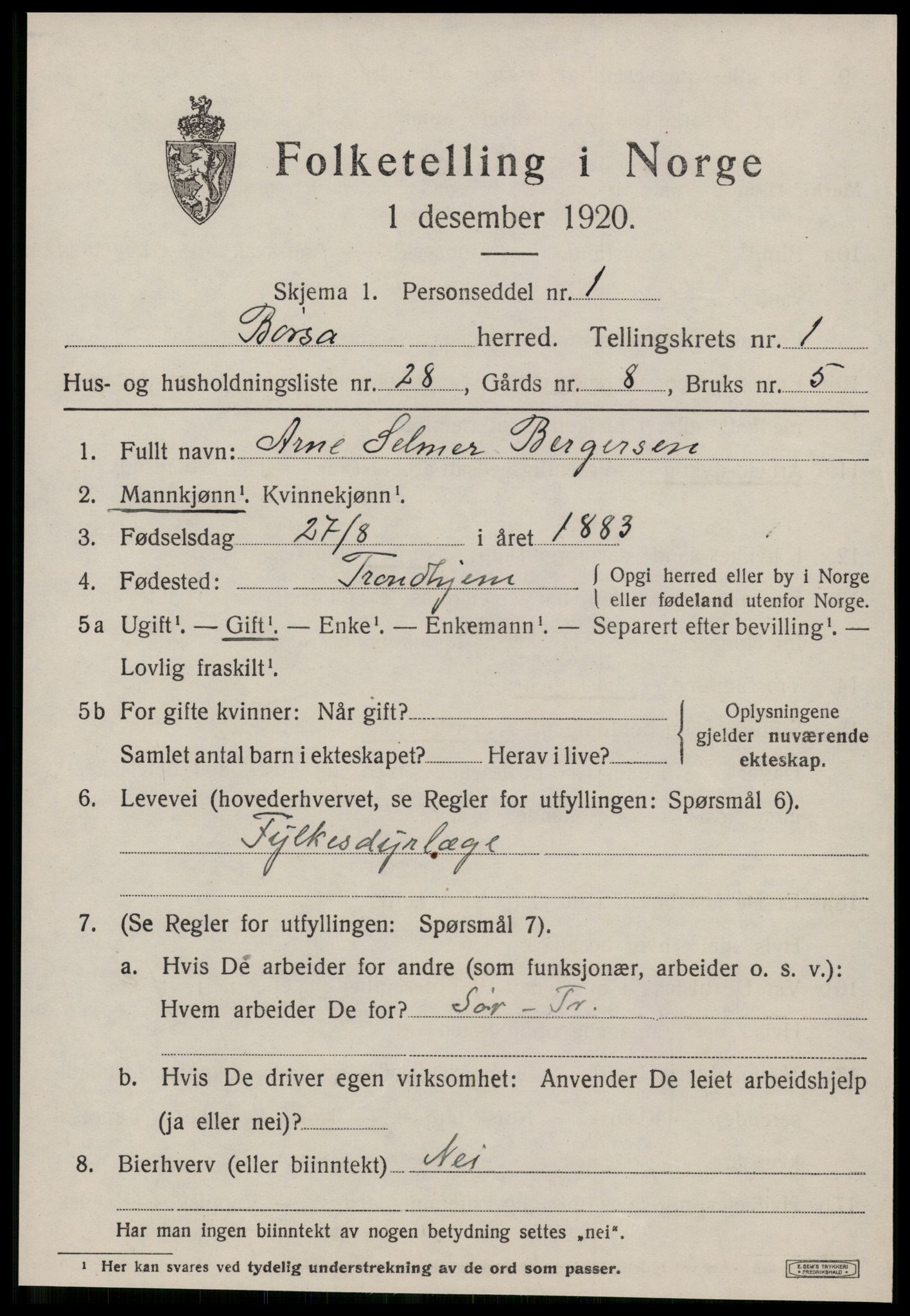 SAT, Folketelling 1920 for 1658 Børsa herred, 1920, s. 887