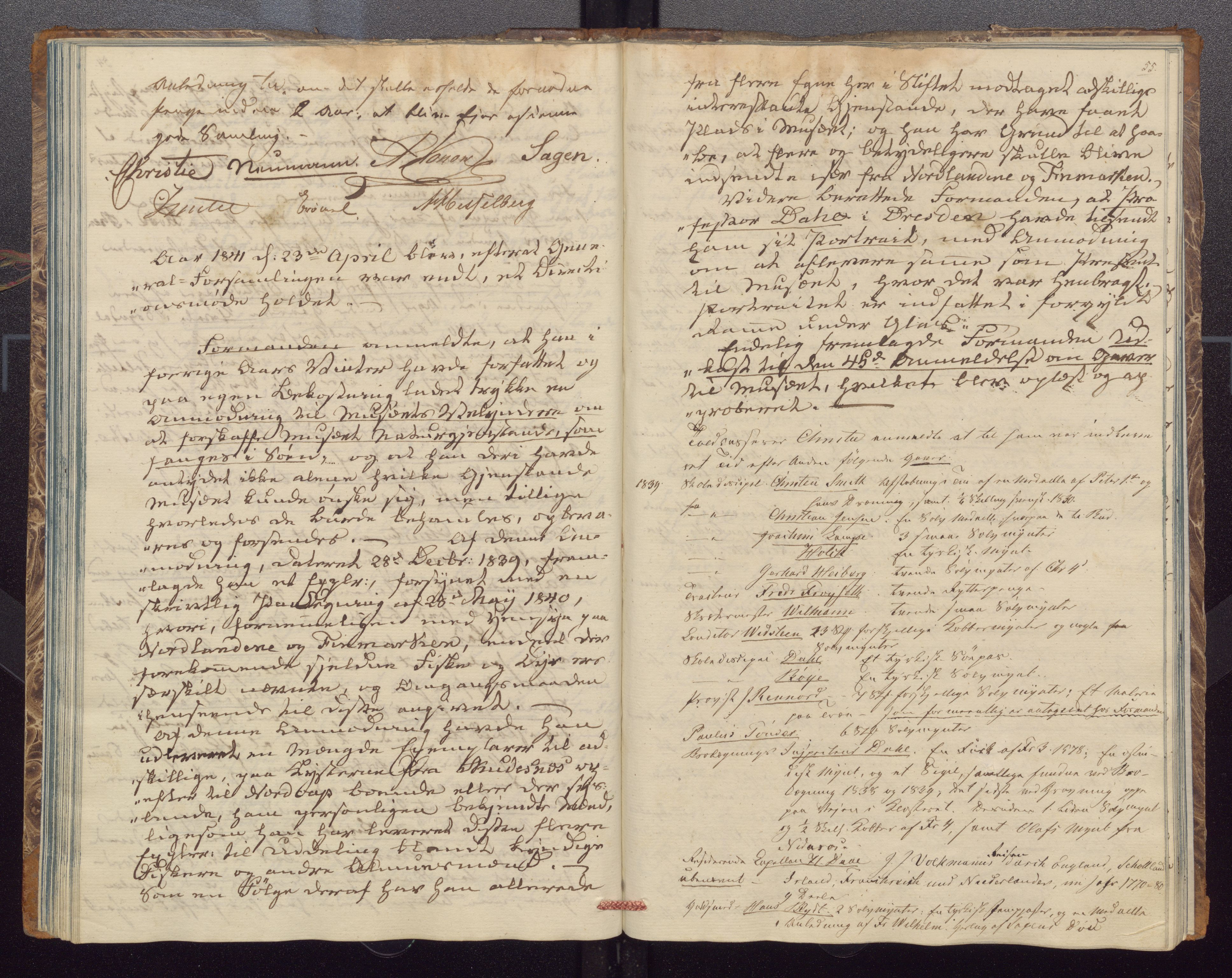 Bergens Museum, UMB/A007/A/Aa/L0004: Forhandlingsprotokoll , 1834-1845, s. 55