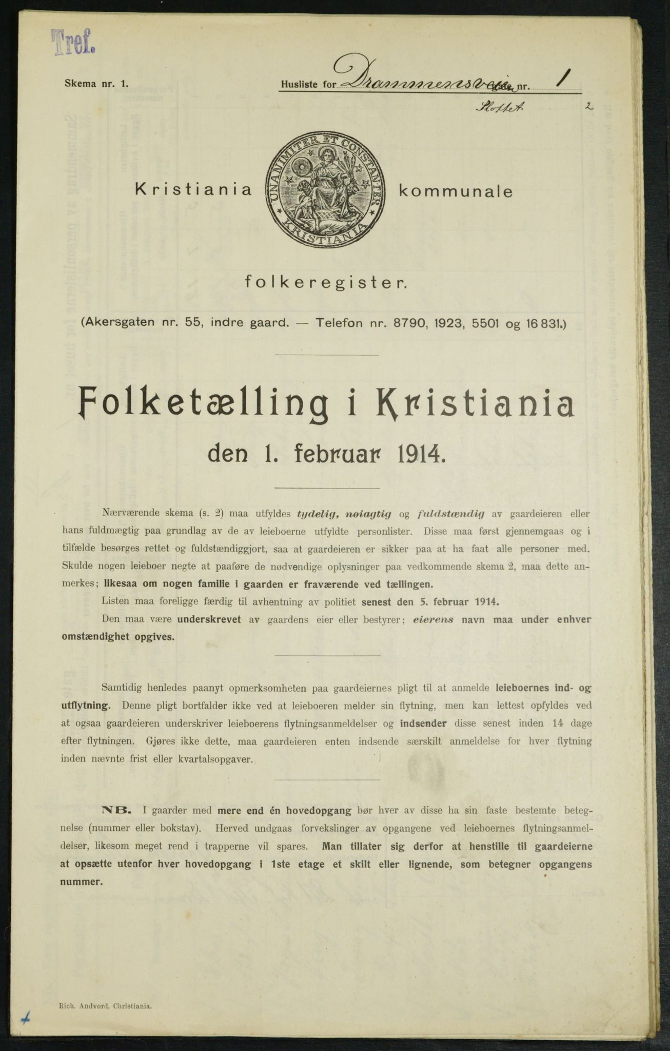 OBA, Kommunal folketelling 1.2.1914 for Kristiania, 1914, s. 16401