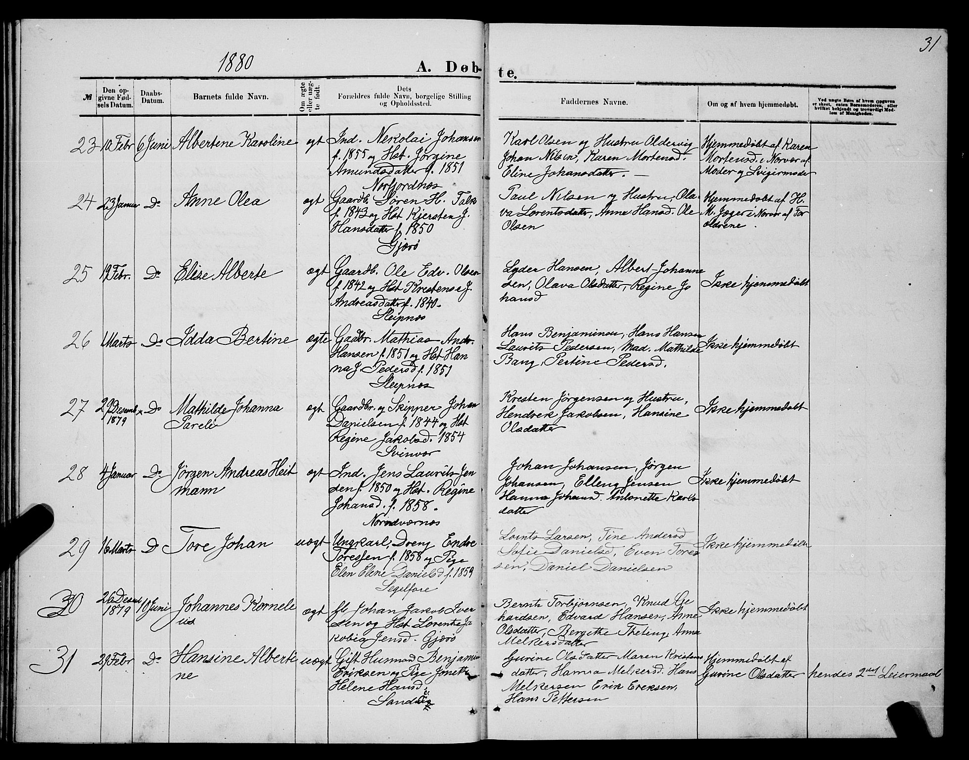 Ministerialprotokoller, klokkerbøker og fødselsregistre - Nordland, AV/SAT-A-1459/841/L0620: Klokkerbok nr. 841C04, 1877-1896, s. 31