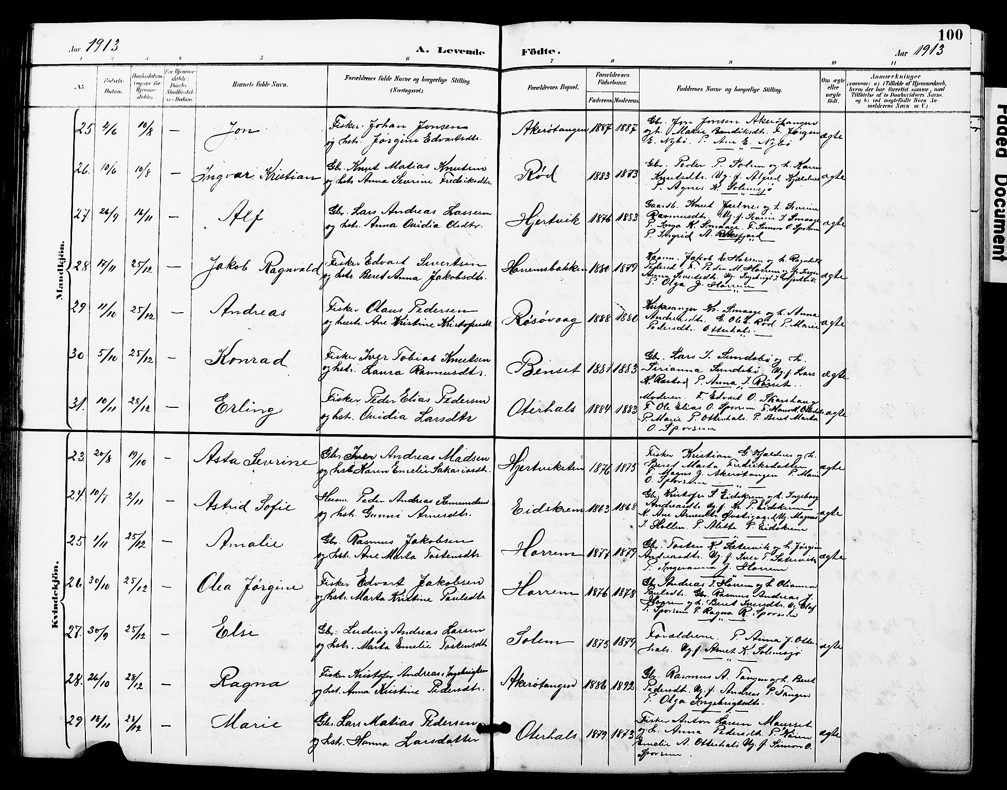 Ministerialprotokoller, klokkerbøker og fødselsregistre - Møre og Romsdal, AV/SAT-A-1454/560/L0725: Klokkerbok nr. 560C02, 1895-1930, s. 100