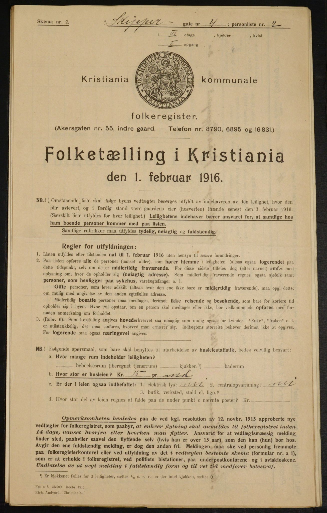 OBA, Kommunal folketelling 1.2.1916 for Kristiania, 1916, s. 97920