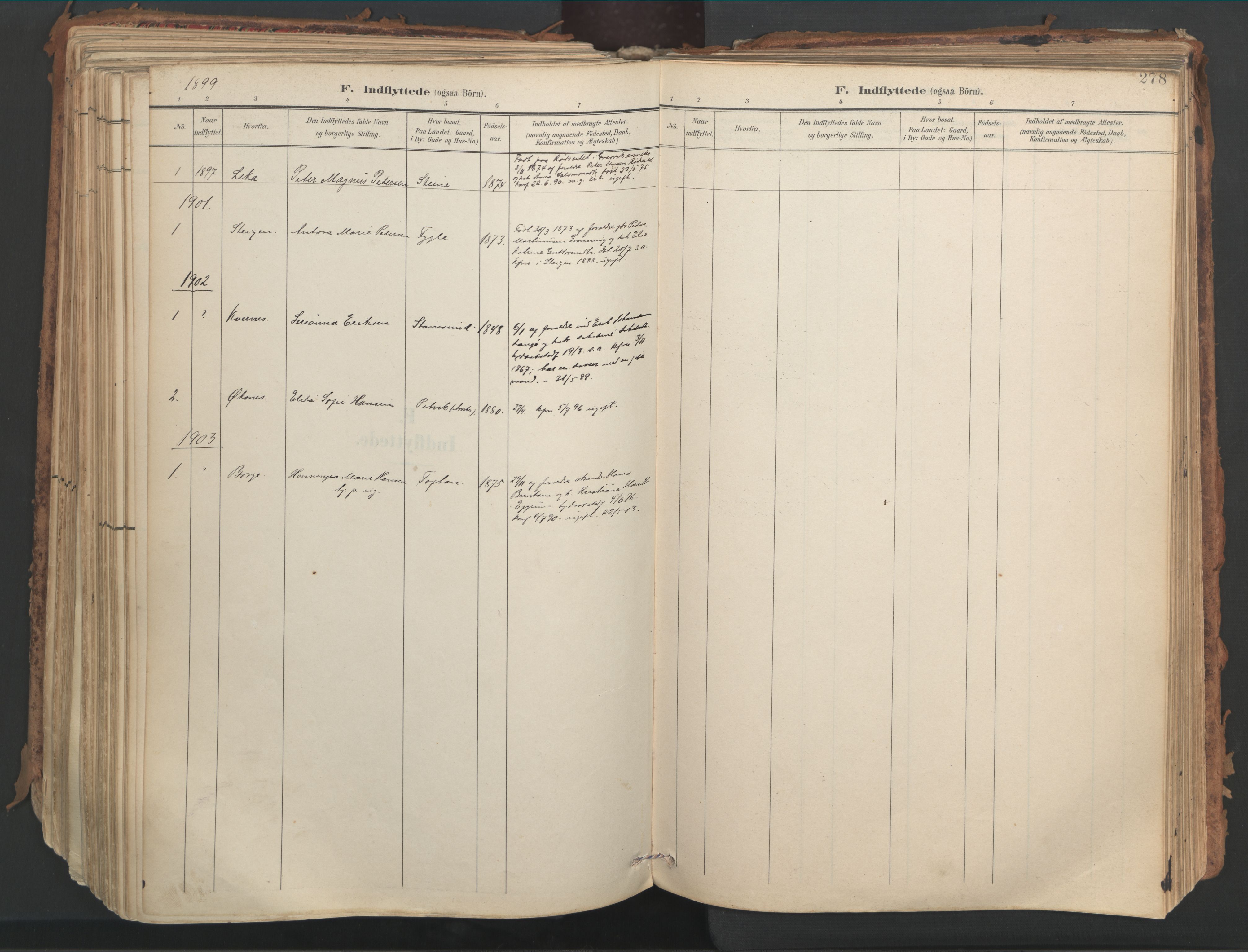 Ministerialprotokoller, klokkerbøker og fødselsregistre - Nordland, SAT/A-1459/882/L1180: Ministerialbok nr. 882A02, 1897-1913, s. 278