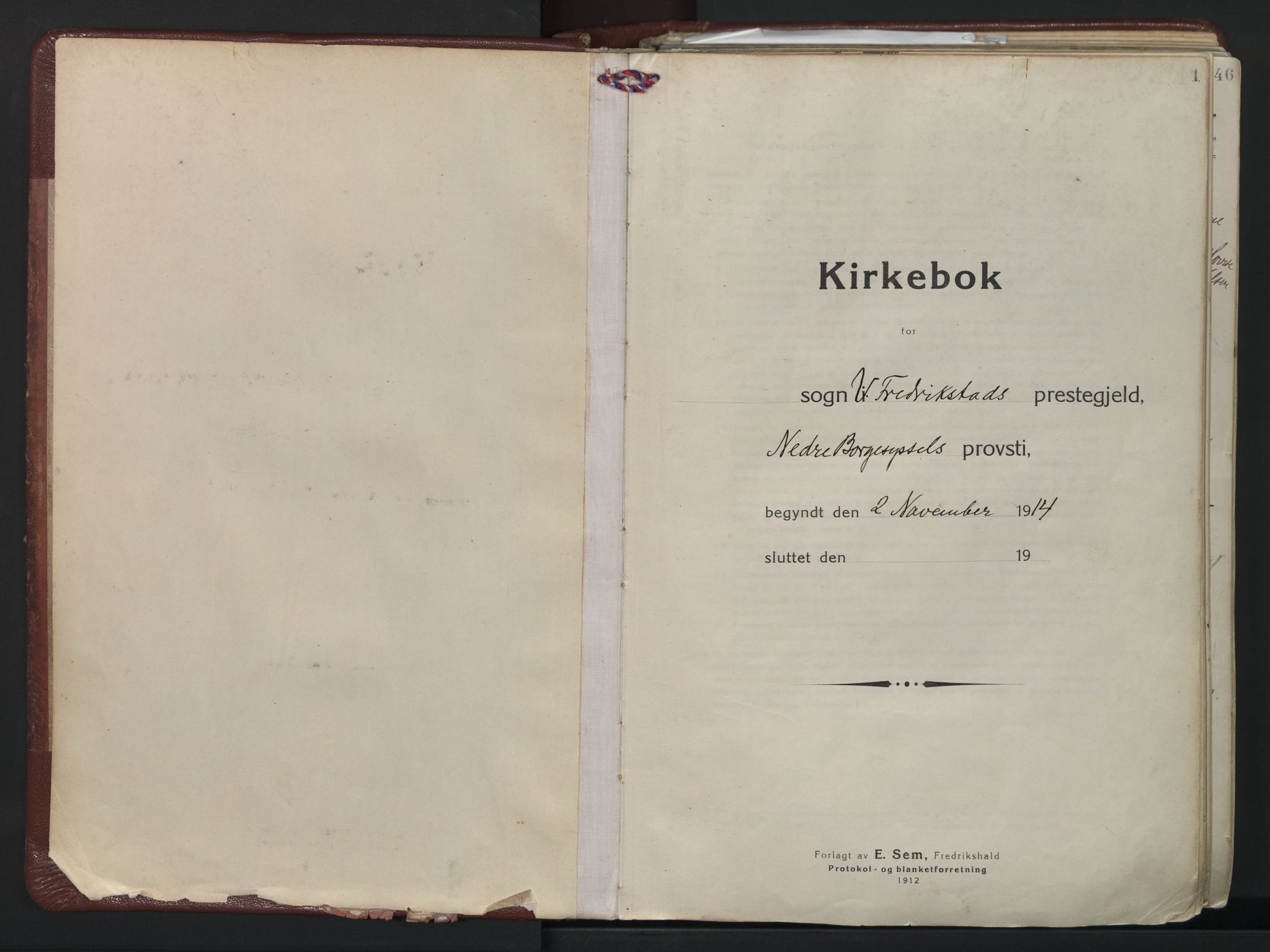 Fredrikstad domkirkes prestekontor Kirkebøker, SAO/A-10906/F/Fa/L0010: Ministerialbok nr. I 10, 1914-1946, s. 1