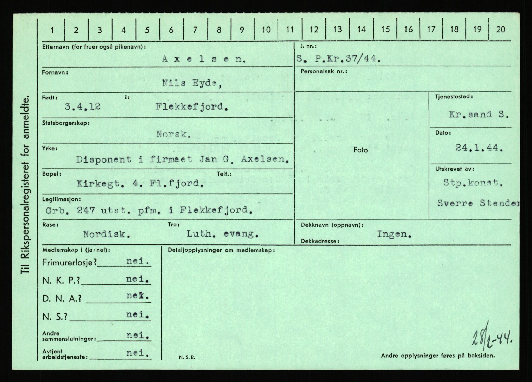 Statspolitiet - Hovedkontoret / Osloavdelingen, AV/RA-S-1329/C/Ca/L0002: Arneberg - Brand, 1943-1945, s. 834