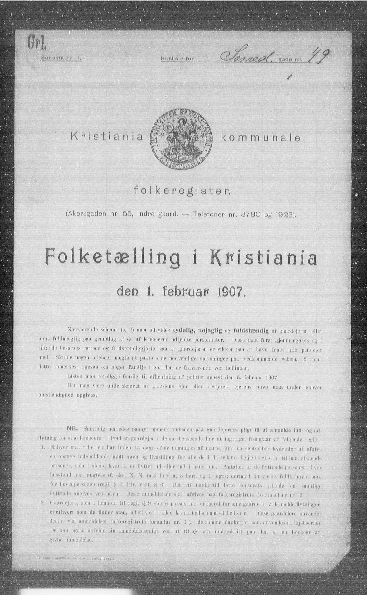 OBA, Kommunal folketelling 1.2.1907 for Kristiania kjøpstad, 1907, s. 49864