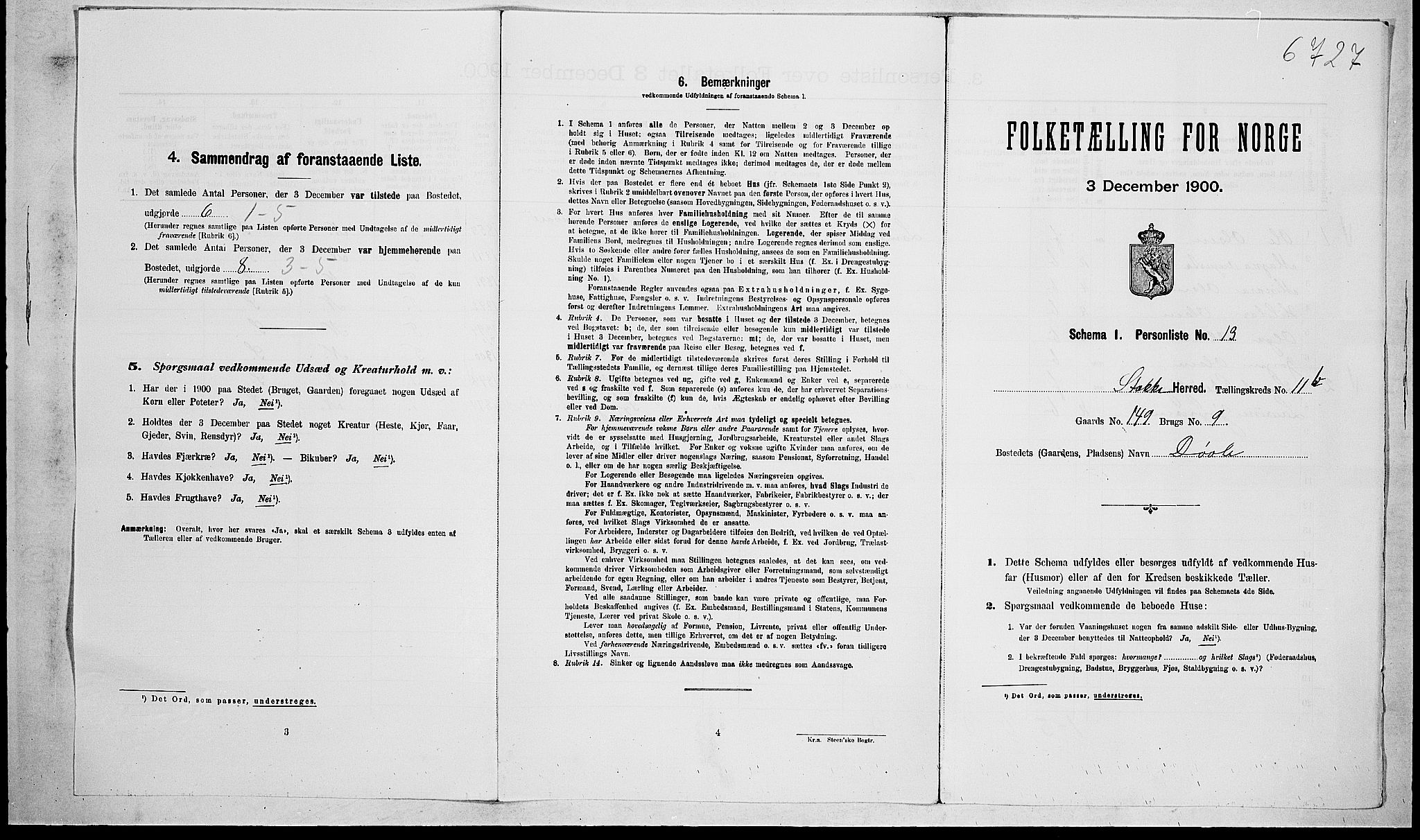 RA, Folketelling 1900 for 0720 Stokke herred, 1900, s. 1871