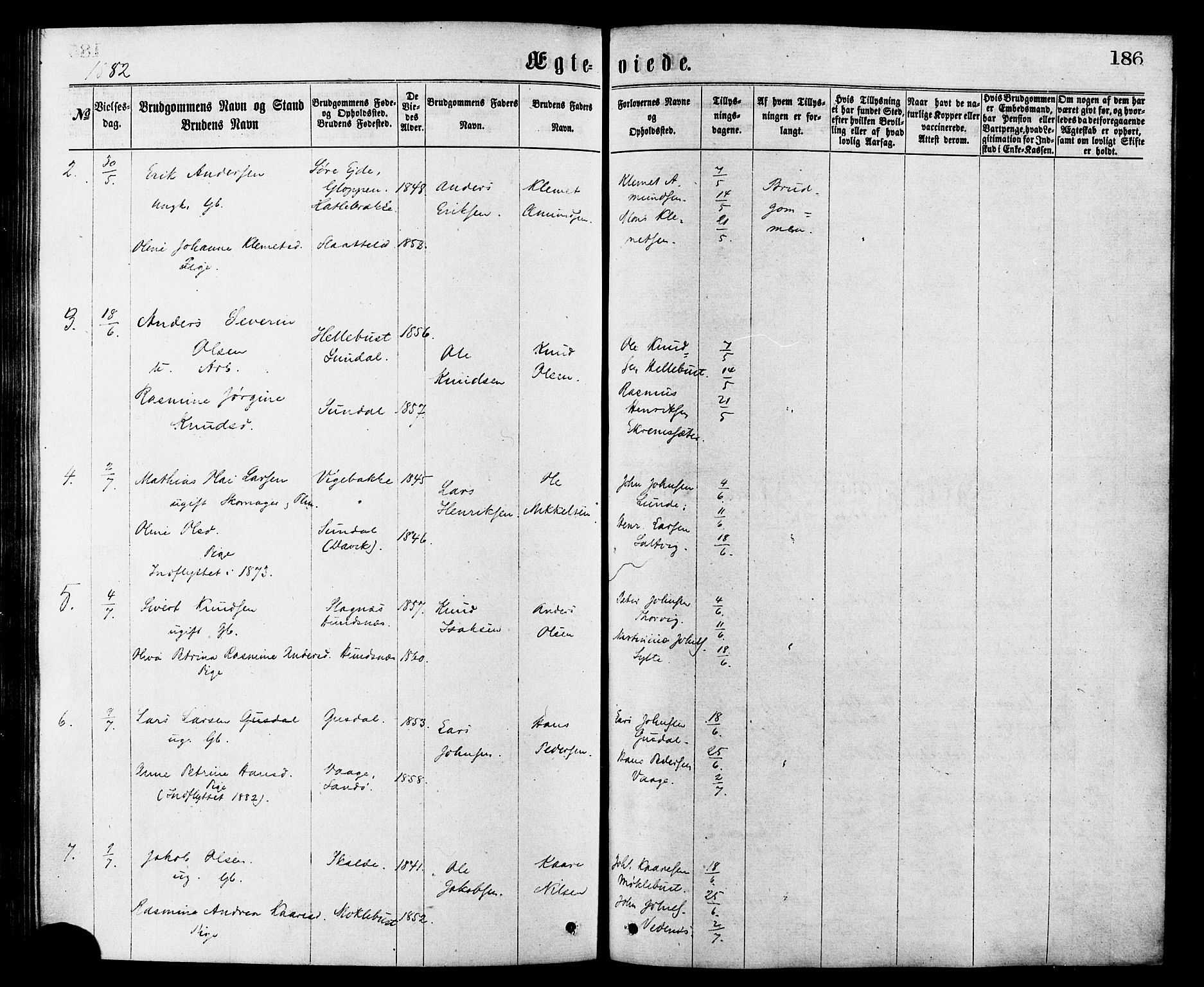 Ministerialprotokoller, klokkerbøker og fødselsregistre - Møre og Romsdal, AV/SAT-A-1454/501/L0007: Ministerialbok nr. 501A07, 1868-1884, s. 186