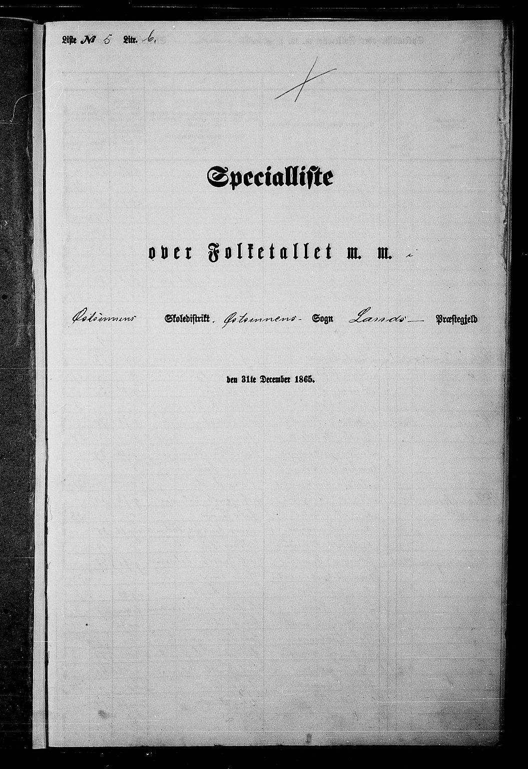 RA, Folketelling 1865 for 0536P Land prestegjeld, 1865, s. 193