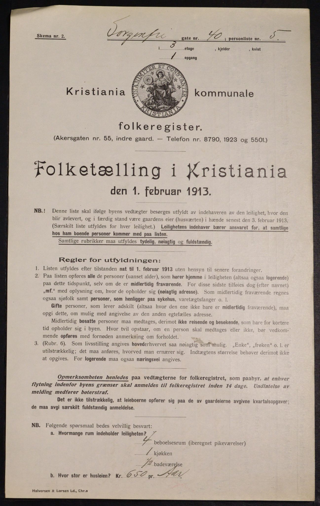 OBA, Kommunal folketelling 1.2.1913 for Kristiania, 1913, s. 100432