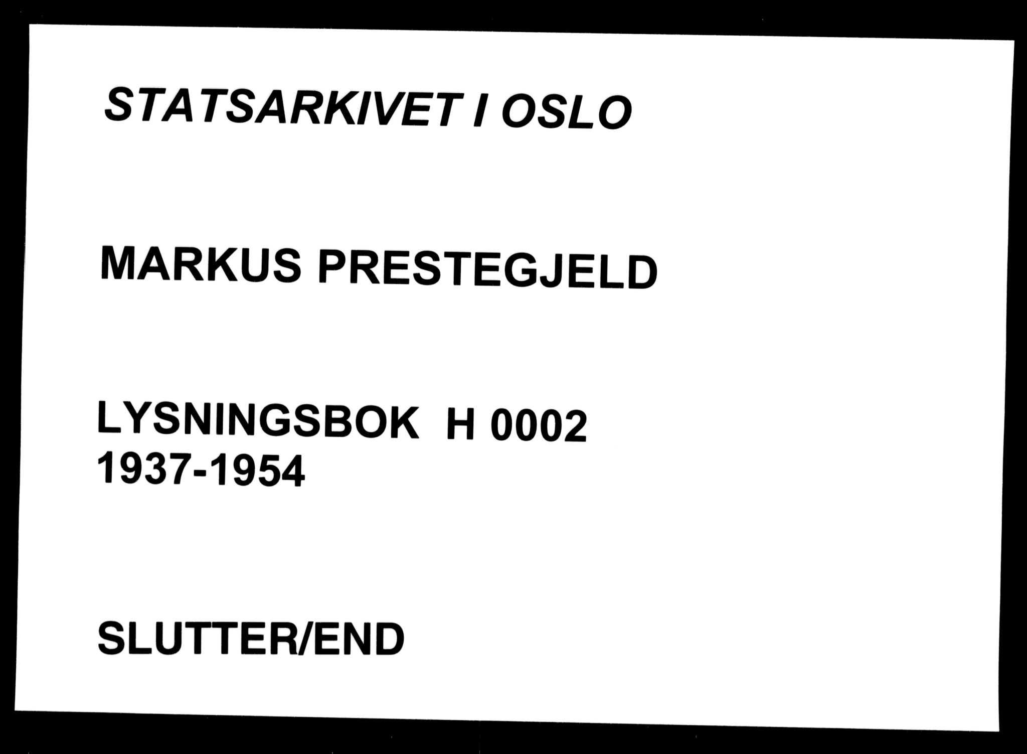 Markus prestekontor Kirkebøker, SAO/A-10830/H/L0002: Lysningsprotokoll nr. 2, 1937-1954