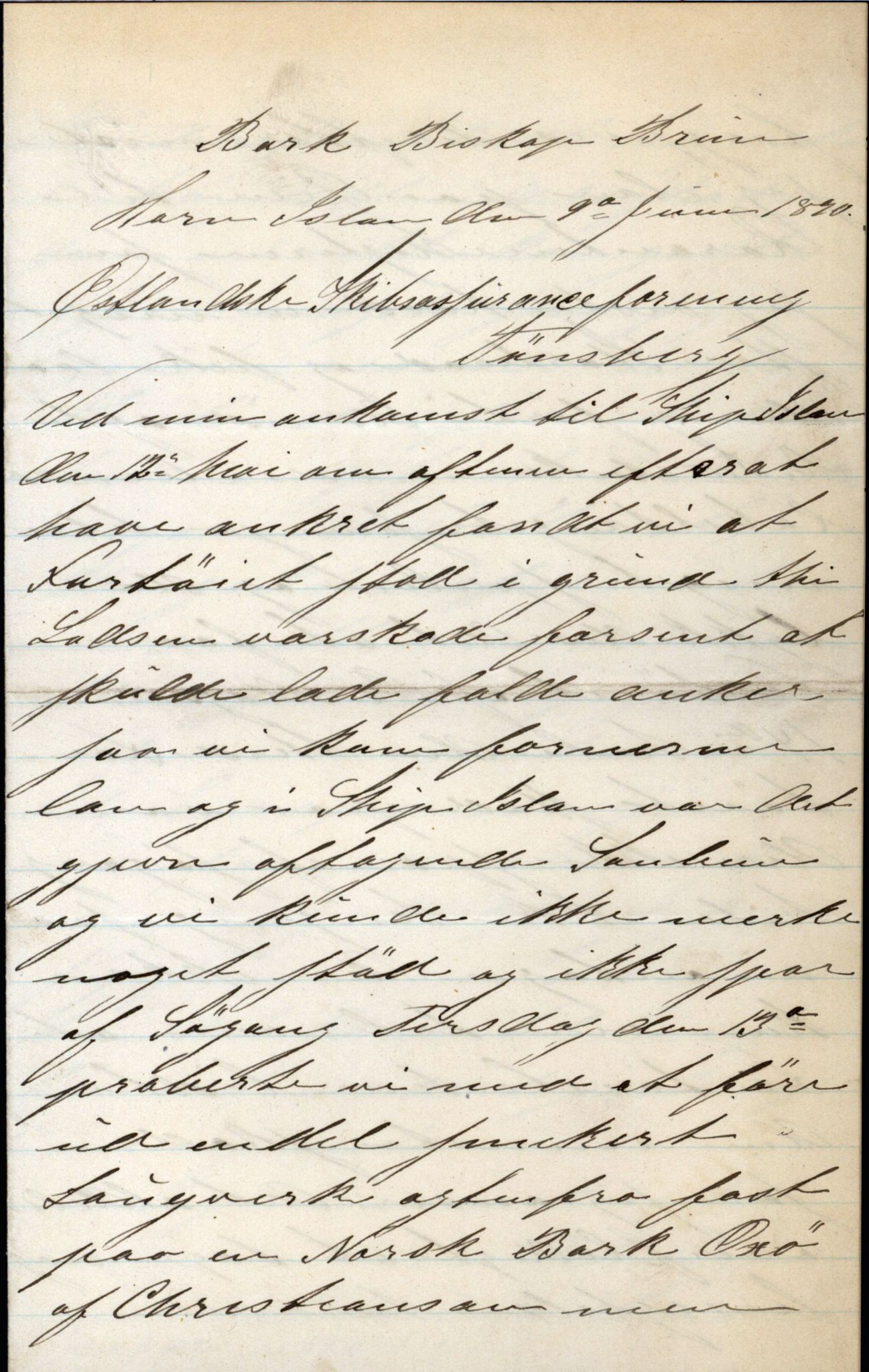 Pa 63 - Østlandske skibsassuranceforening, VEMU/A-1079/G/Ga/L0026/0007: Havaridokumenter / Arctic, Biskop Brun, Agnese, Annie, Alma, Bertha Rød, 1890, s. 5