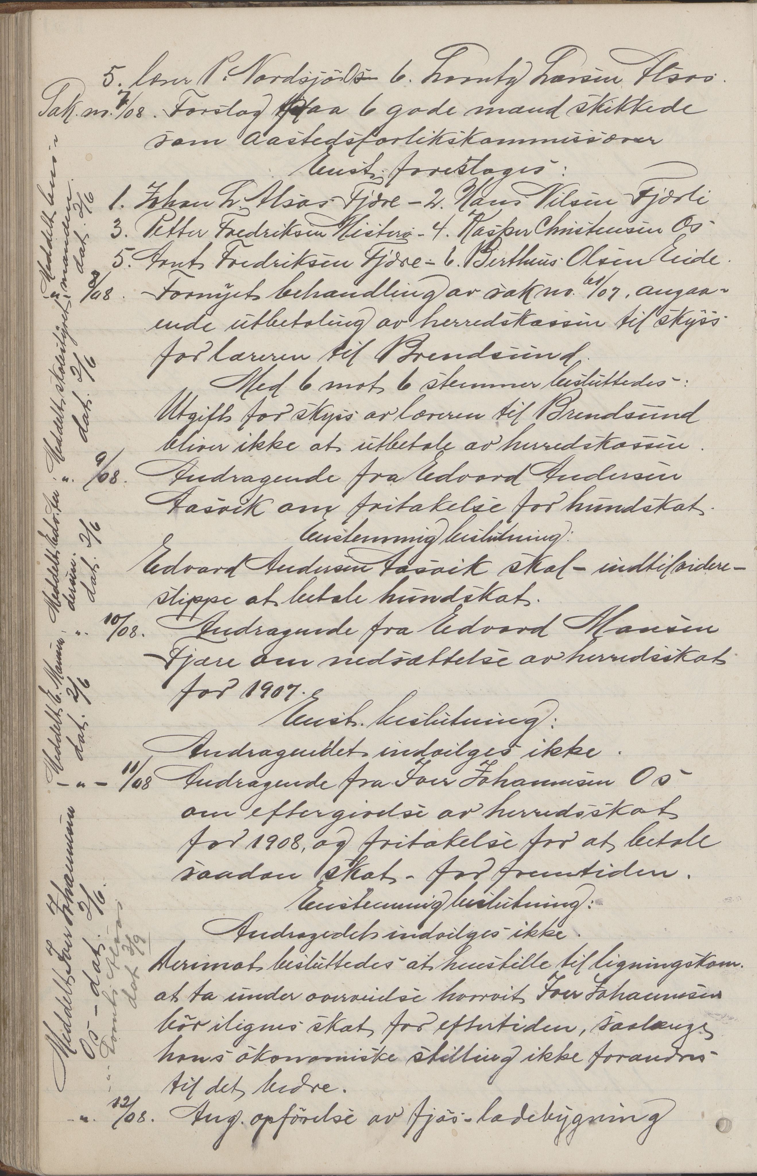 Kjerringøy kommune. Formannskapet, AIN/K-18441.150/A/Aa/L0002: Forhandlingsprotokoll Norfolden- Kjerringø formanskap, 1900-1911