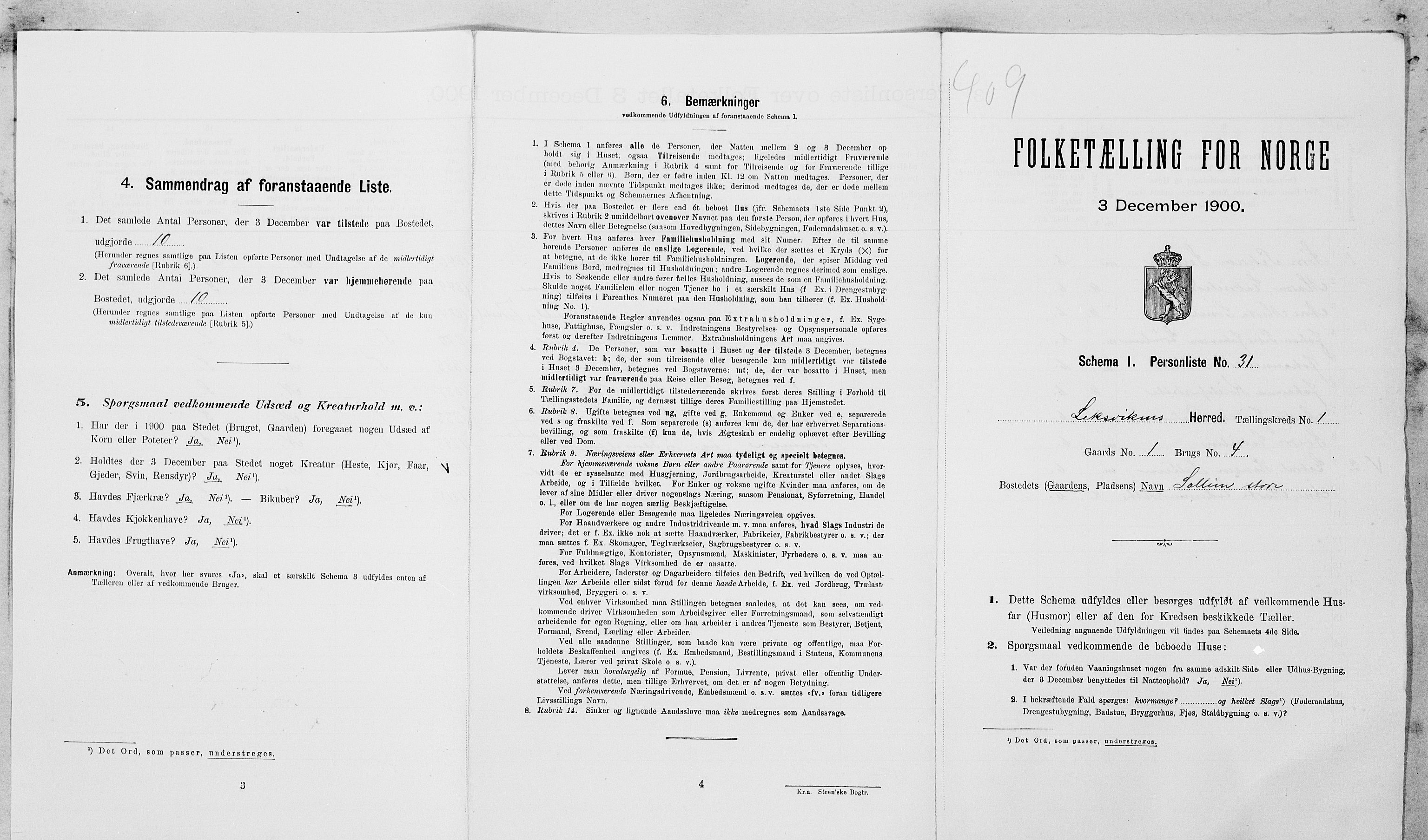 SAT, Folketelling 1900 for 1718 Leksvik herred, 1900, s. 128