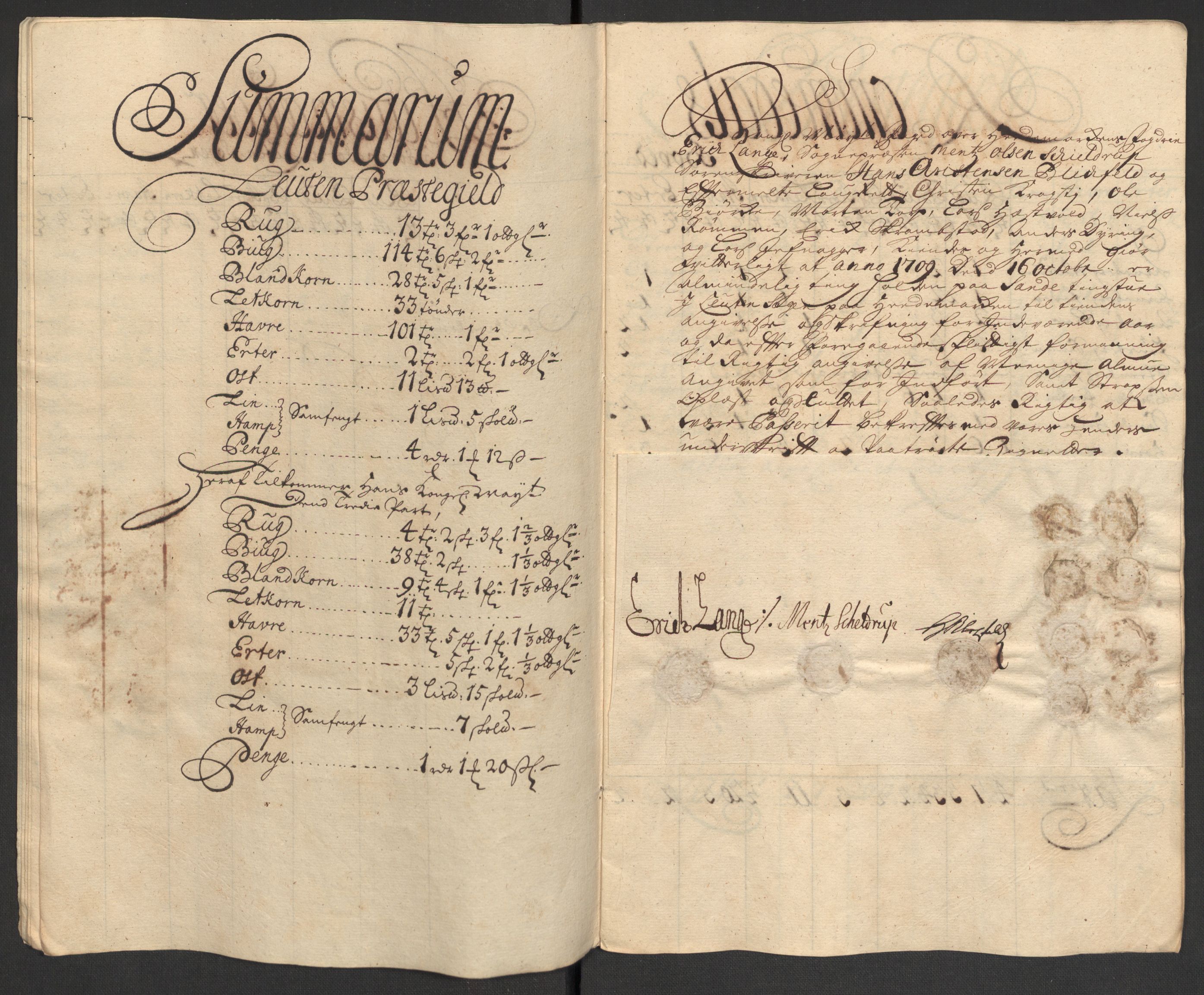 Rentekammeret inntil 1814, Reviderte regnskaper, Fogderegnskap, AV/RA-EA-4092/R16/L1045: Fogderegnskap Hedmark, 1709, s. 46