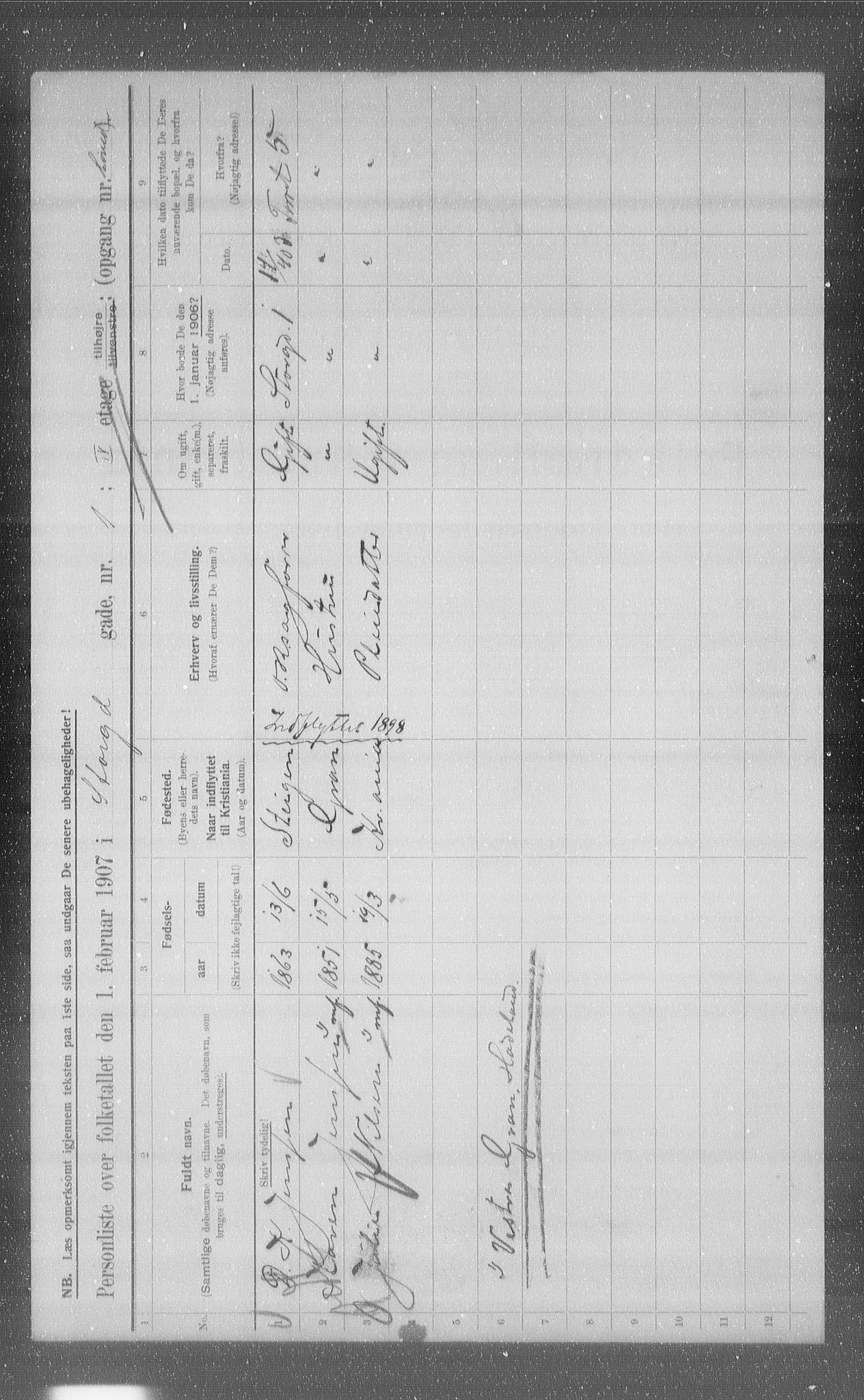 OBA, Kommunal folketelling 1.2.1907 for Kristiania kjøpstad, 1907, s. 52361