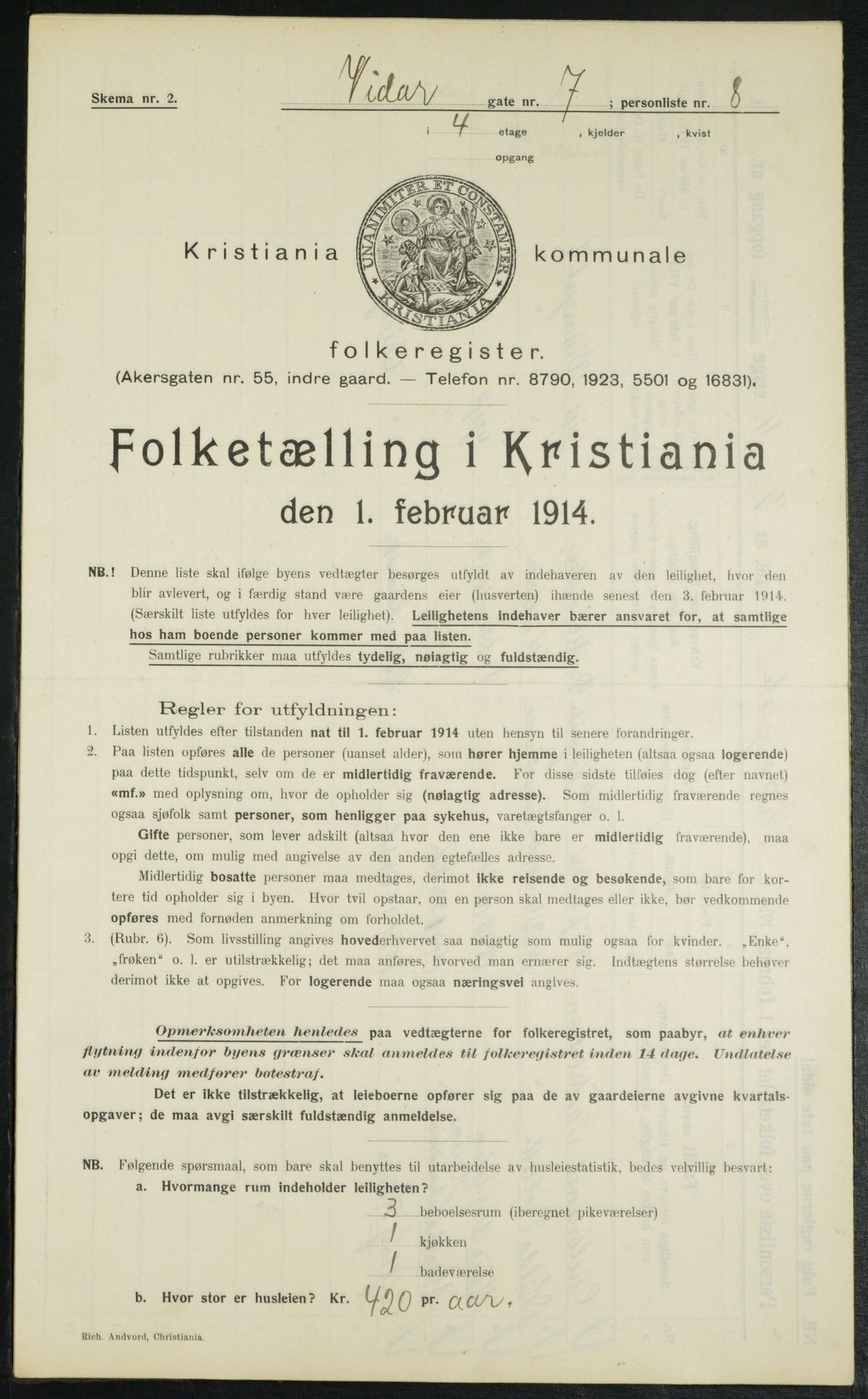 OBA, Kommunal folketelling 1.2.1914 for Kristiania, 1914, s. 124669