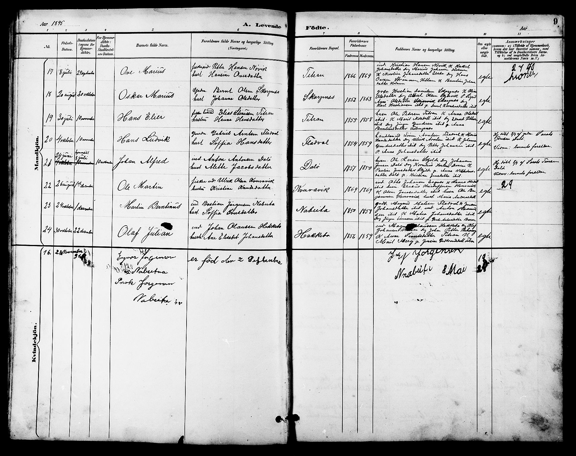 Ministerialprotokoller, klokkerbøker og fødselsregistre - Sør-Trøndelag, AV/SAT-A-1456/641/L0598: Klokkerbok nr. 641C02, 1893-1910, s. 9