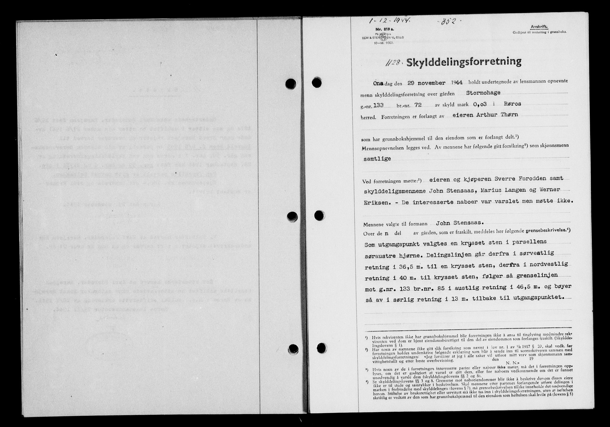 Gauldal sorenskriveri, SAT/A-0014/1/2/2C/L0058: Pantebok nr. 63, 1944-1945, Dagboknr: 1128/1944
