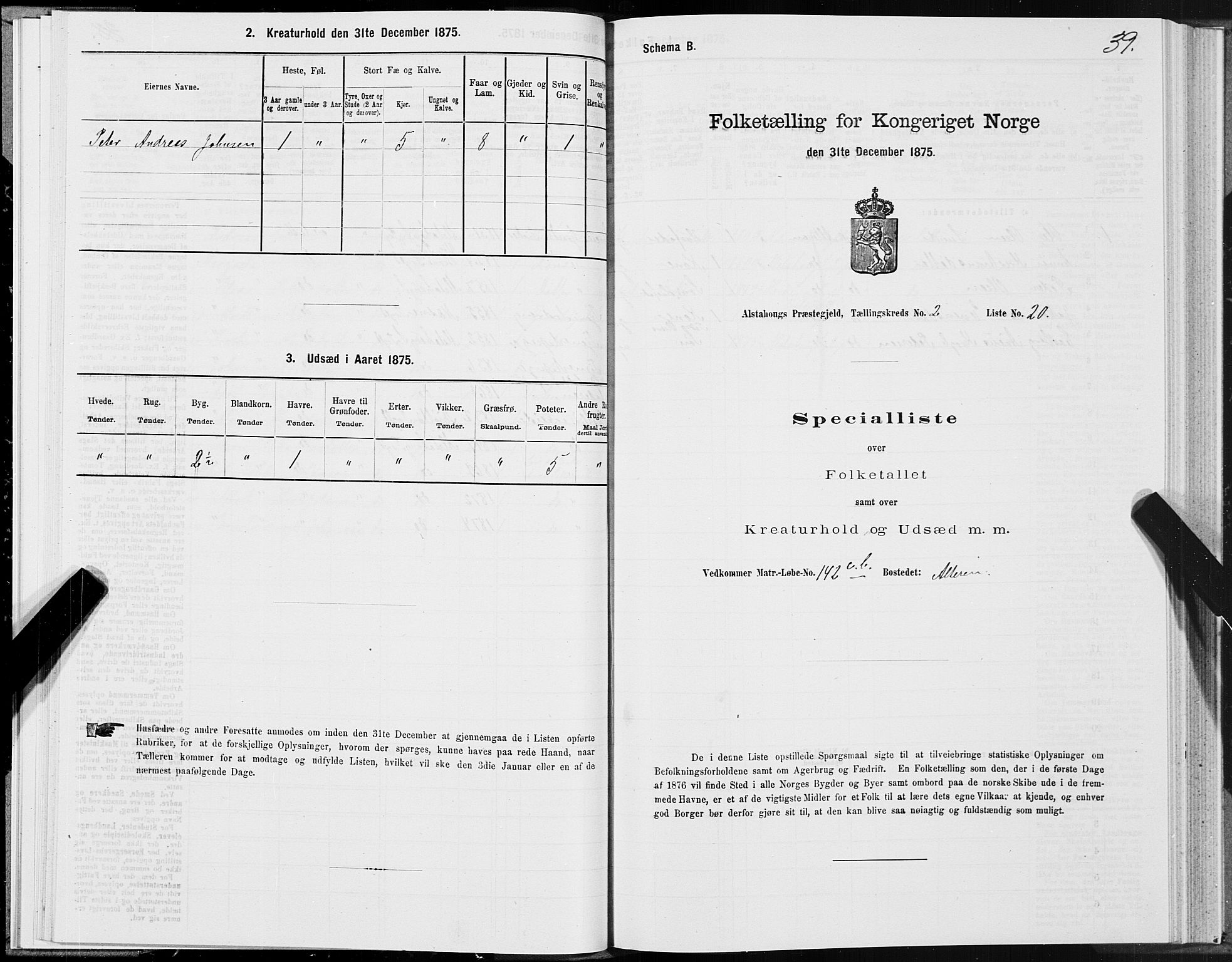 SAT, Folketelling 1875 for 1820P Alstahaug prestegjeld, 1875, s. 1639